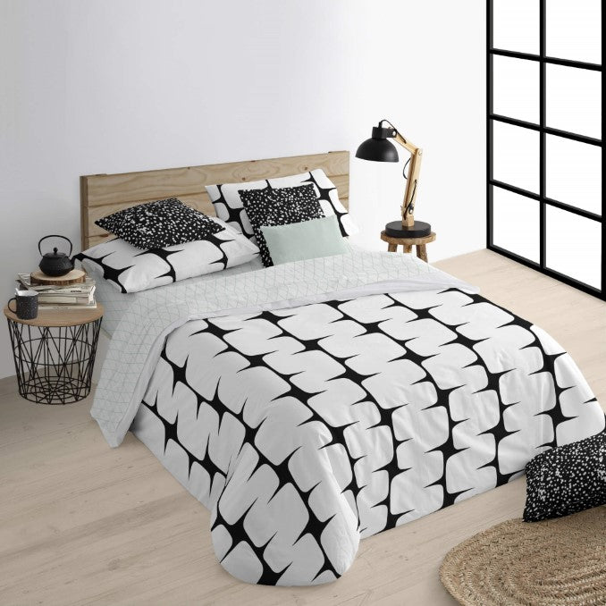 Funda nórdica con botones 100% algodón Lahan Black 0