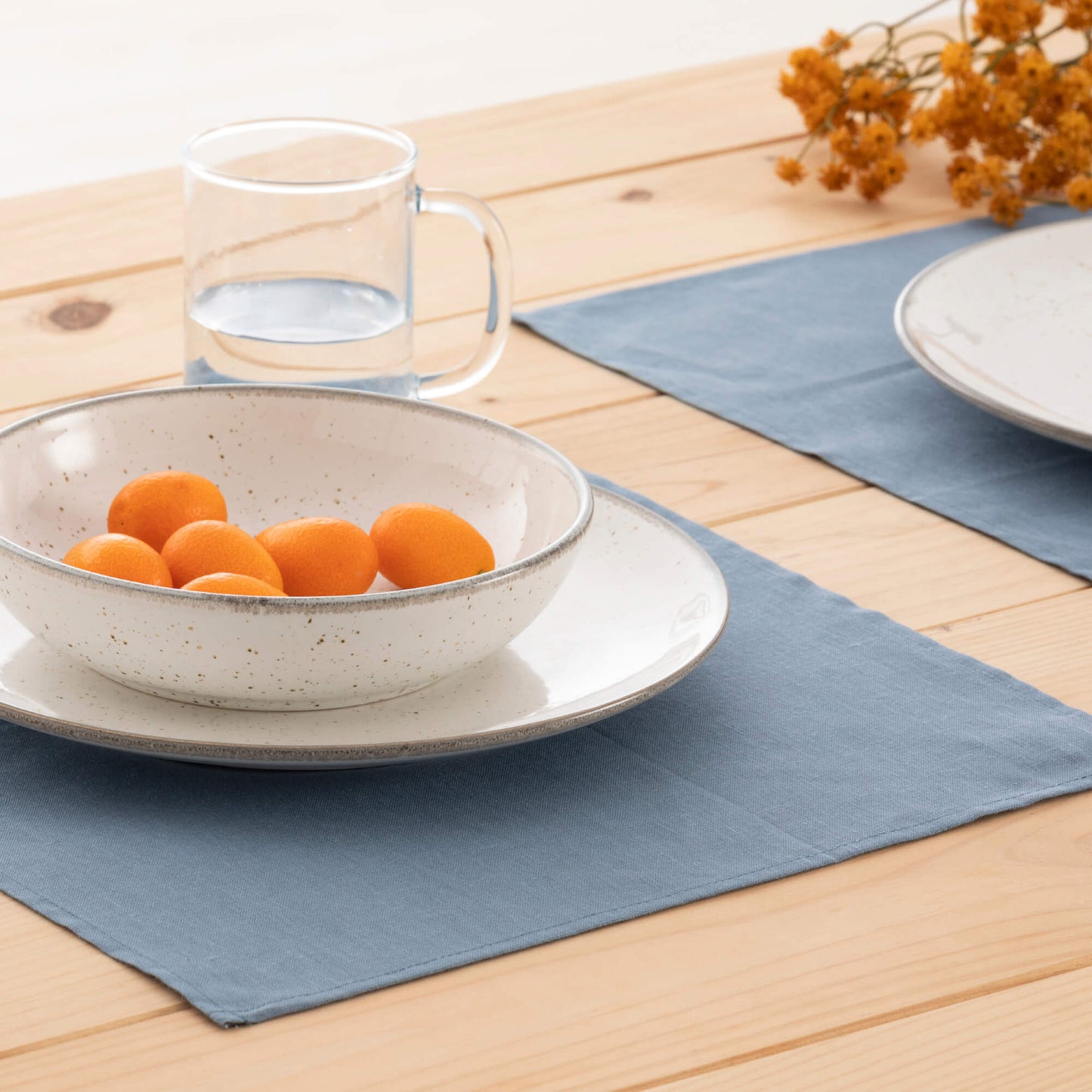 Pack 2 unidades mantel individual hidrófugo antimanchas Lino 100% Denim Blue 45x35 cm 3