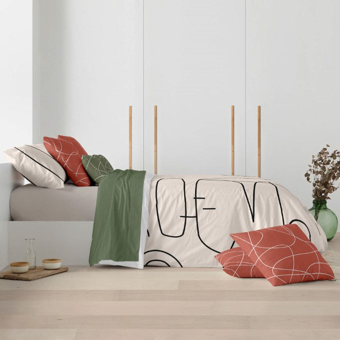 Funda nórdica con botones 100% algodón Burdeos 2