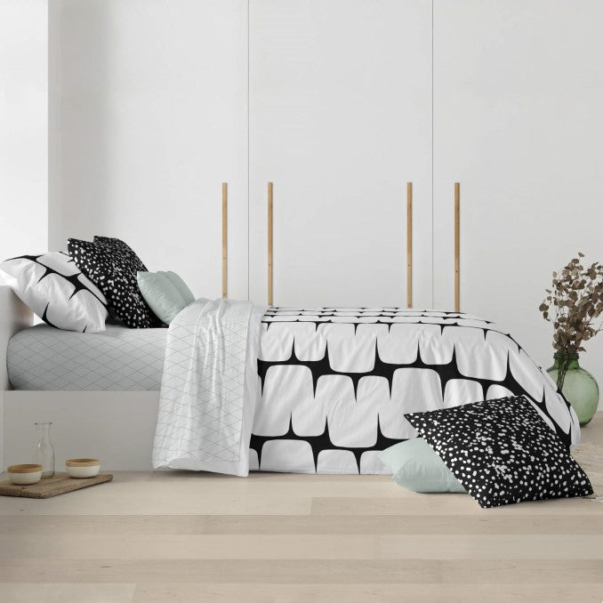 Funda nórdica con botones 100% algodón Lahan Black 2