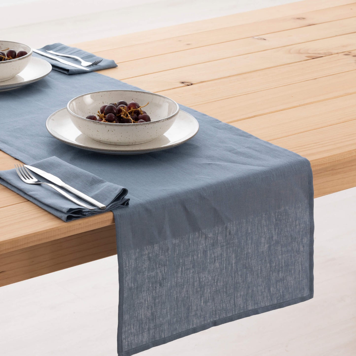 Camino de mesa lino 100% Denim Blue 45x140 cm 0