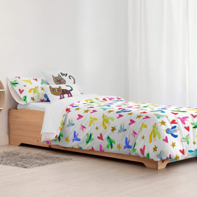 Funda nórdica con botones 100% algodón Ocells 3