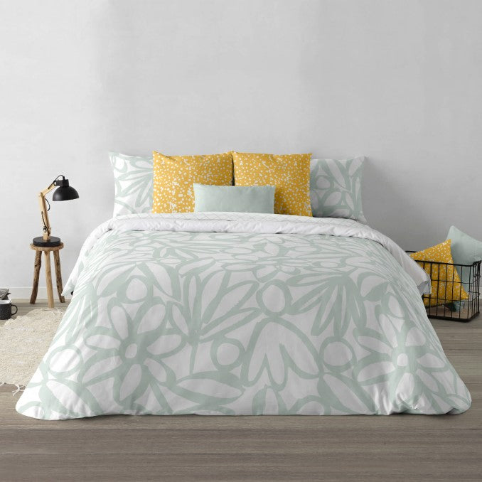 Funda nórdica con botones 100% algodón Lucea Mint 4