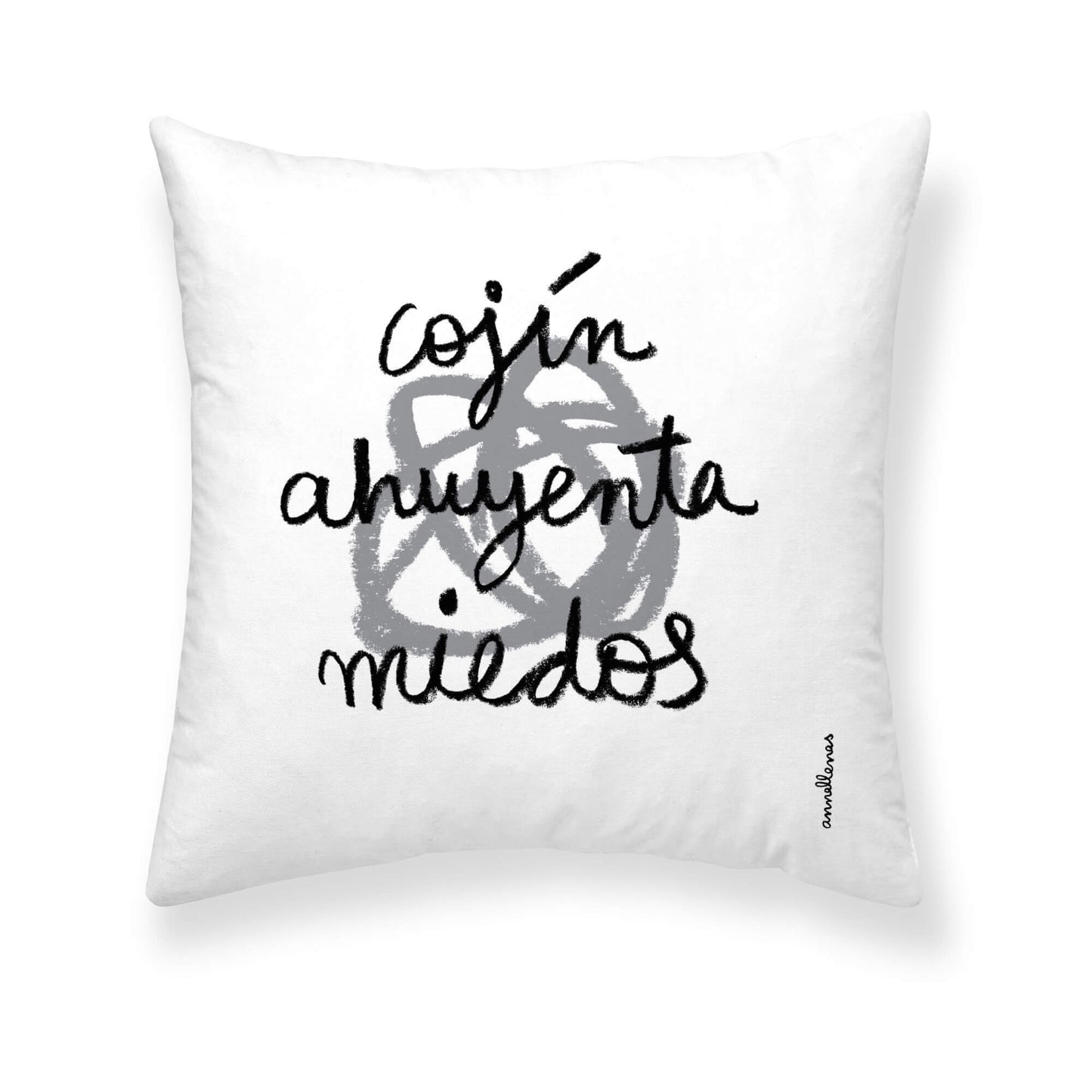 Funda de cojín 100% algodón 50x50 cm Miedos de Anna Llenas en castellano 2