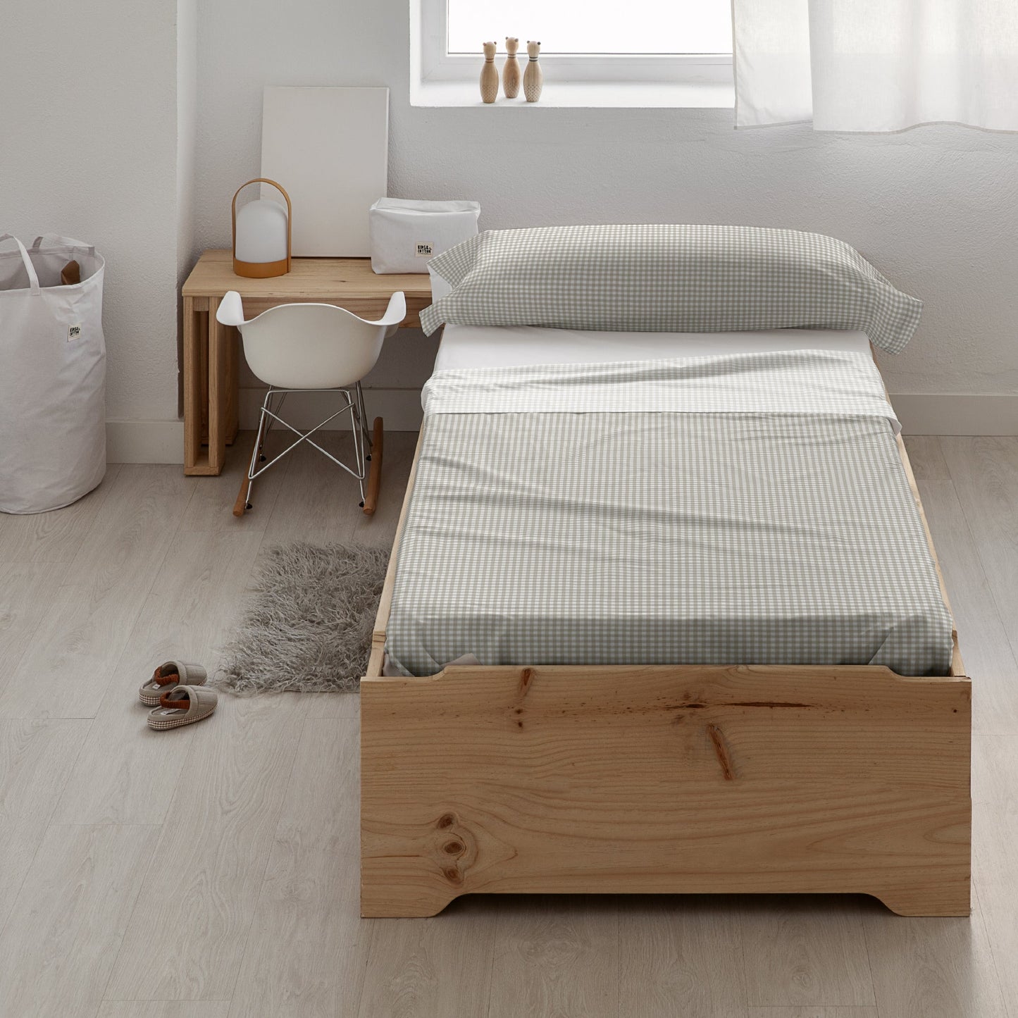 Juego de sábanas 100% algodón Vichy Beige