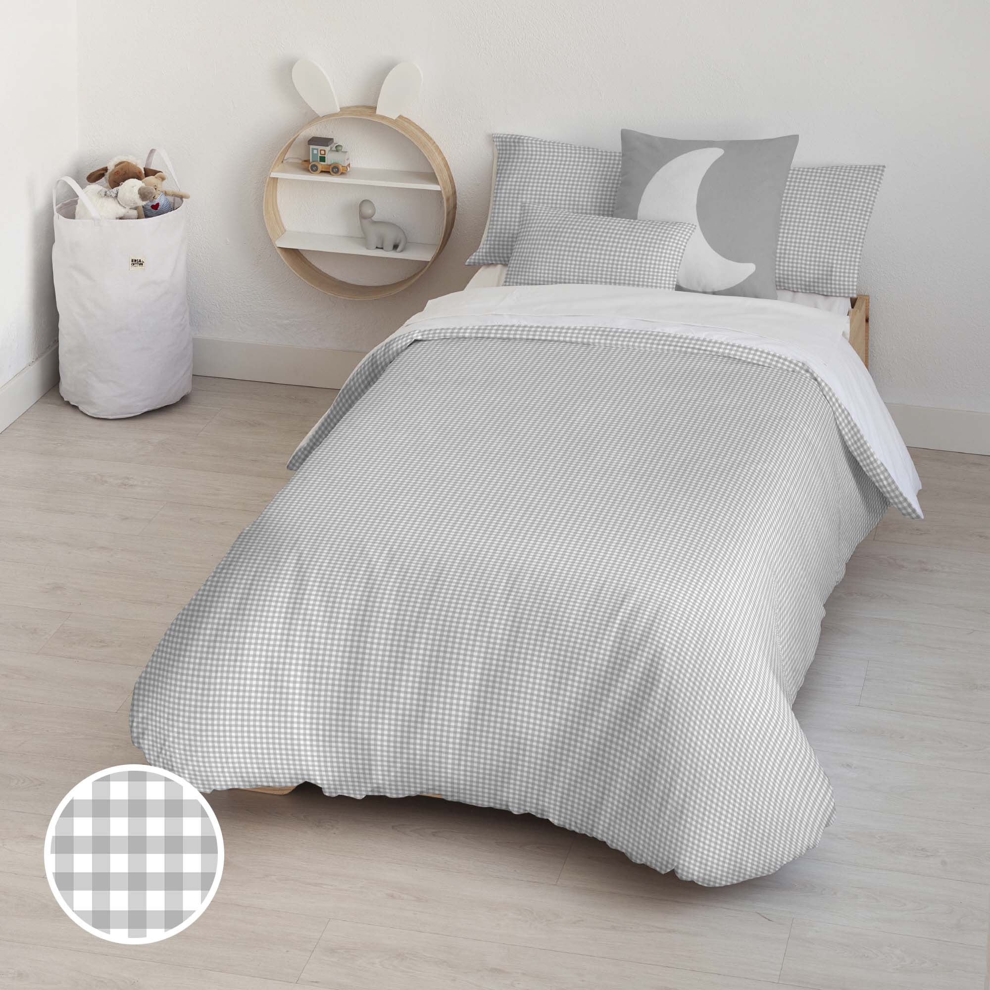 Housse de couette 100% coton Vichy Gris