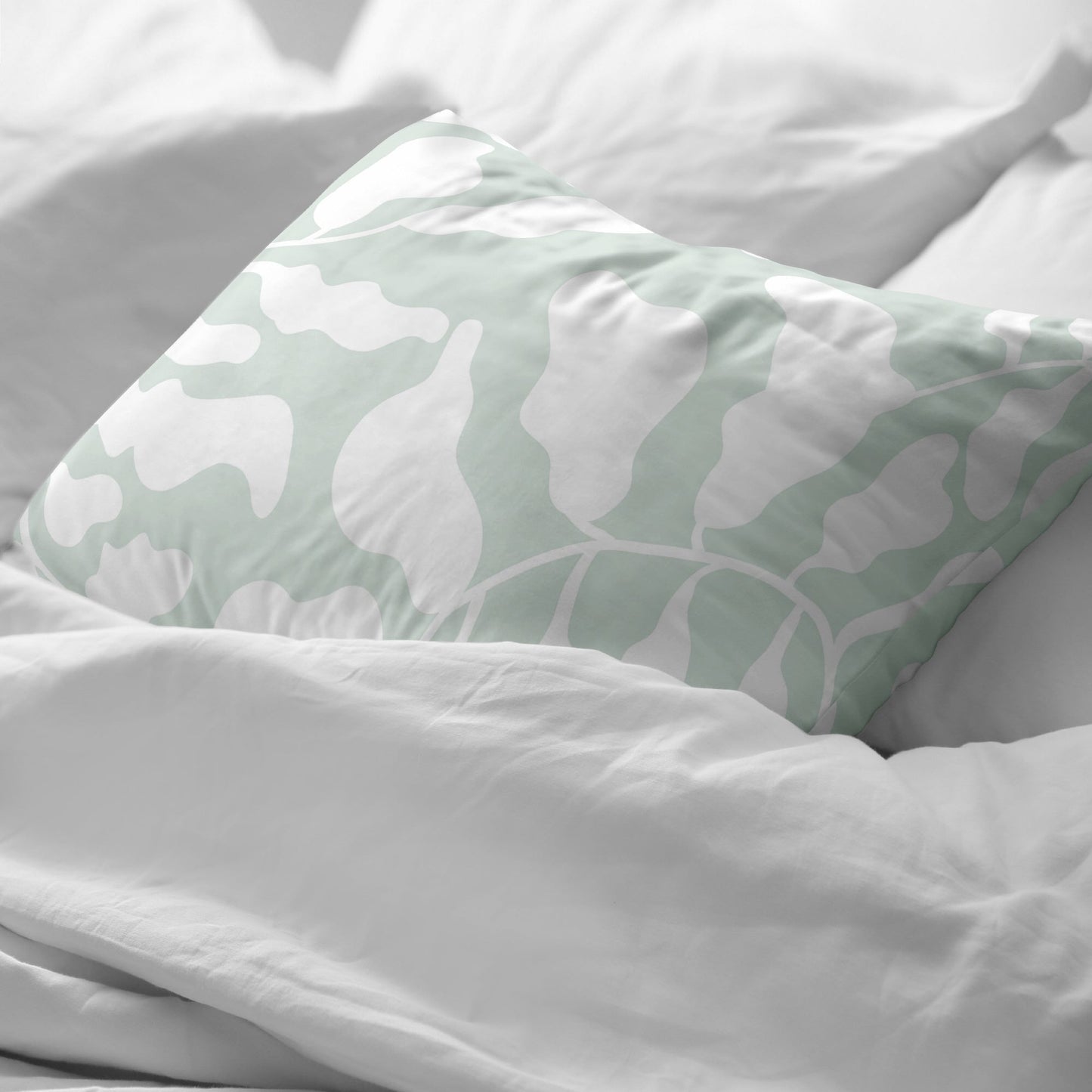 Taie d'oreiller Chame Menthe 100 % coton