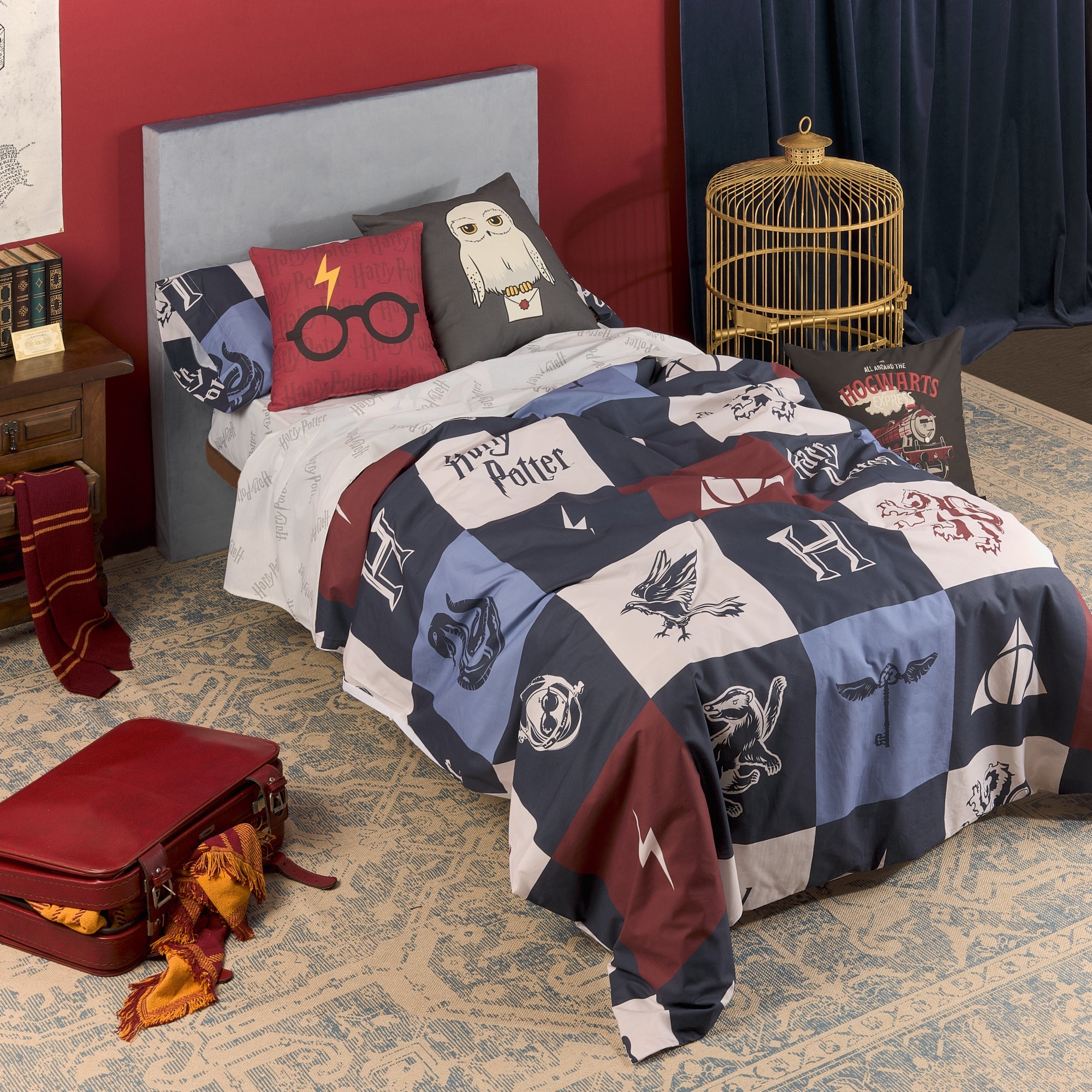 100% cotton duvet cover Hogwarts Blue Checkered
