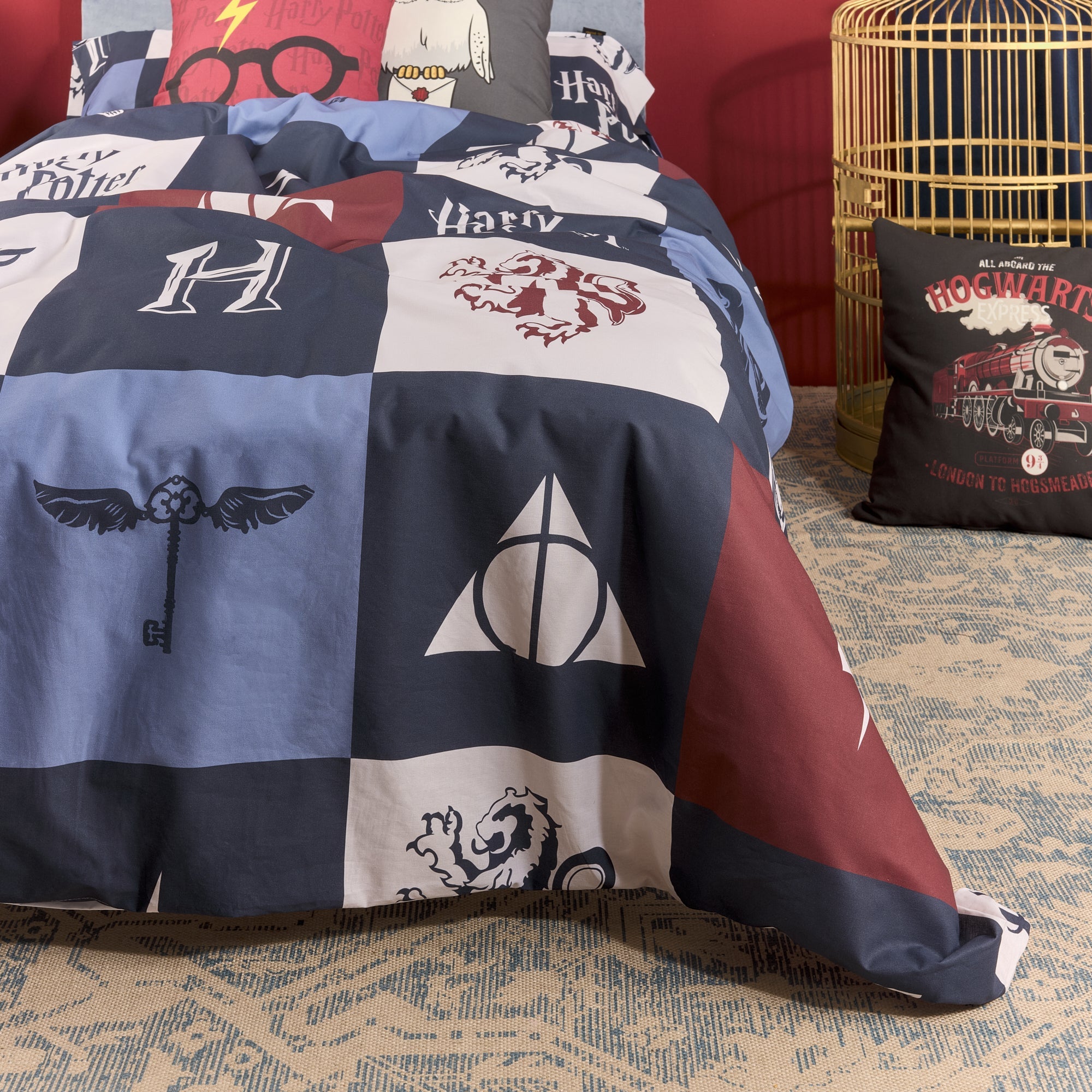 100% cotton duvet cover Hogwarts Blue Checkered