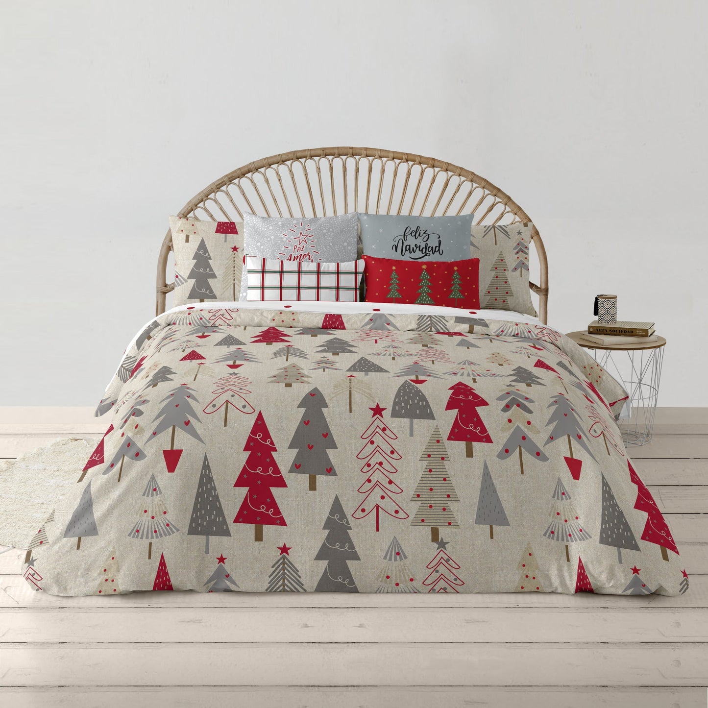 Housse de couette à clics réversibles Velours Joyeux Noël 31