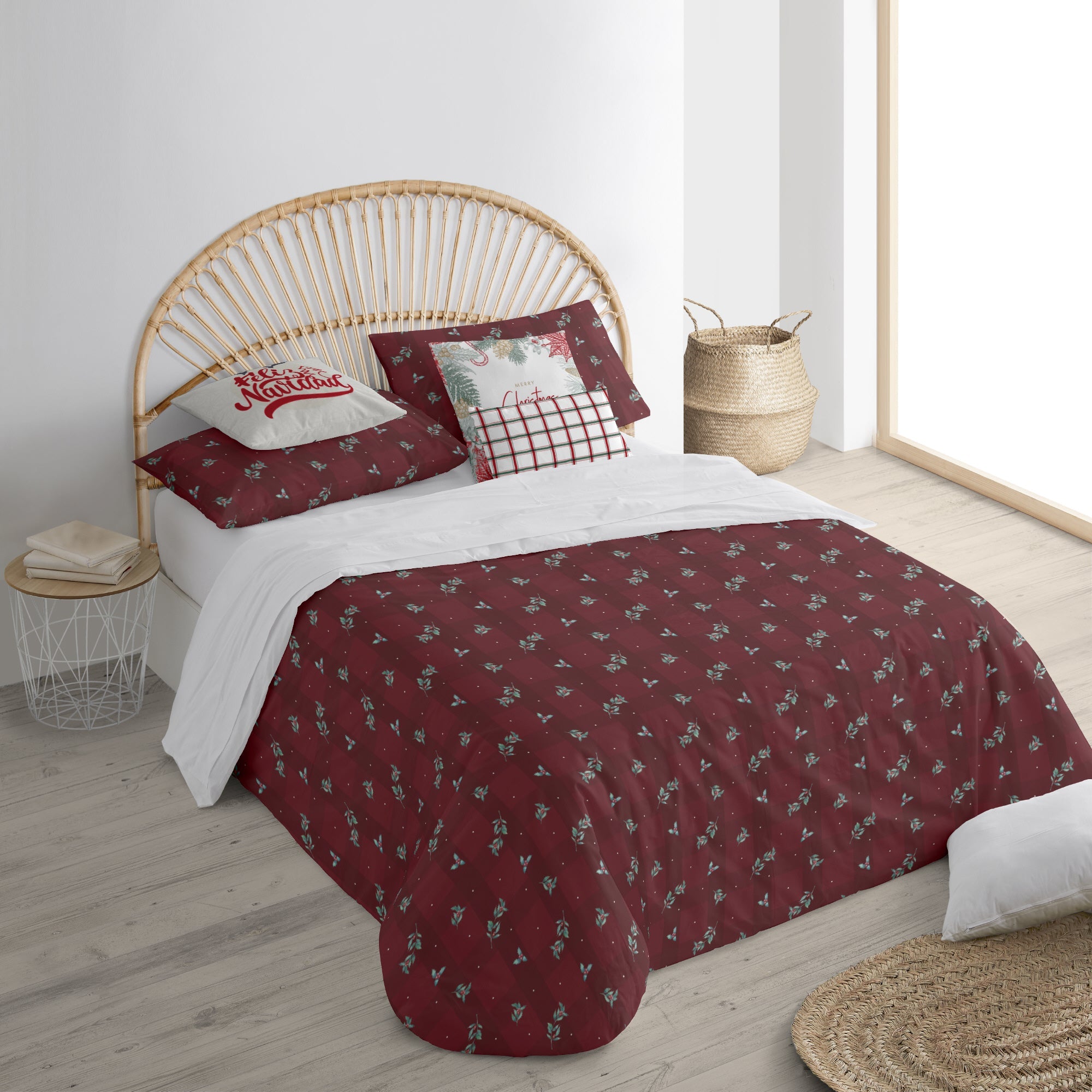 Reversible click duvet cover Velvet Red Christmas 1