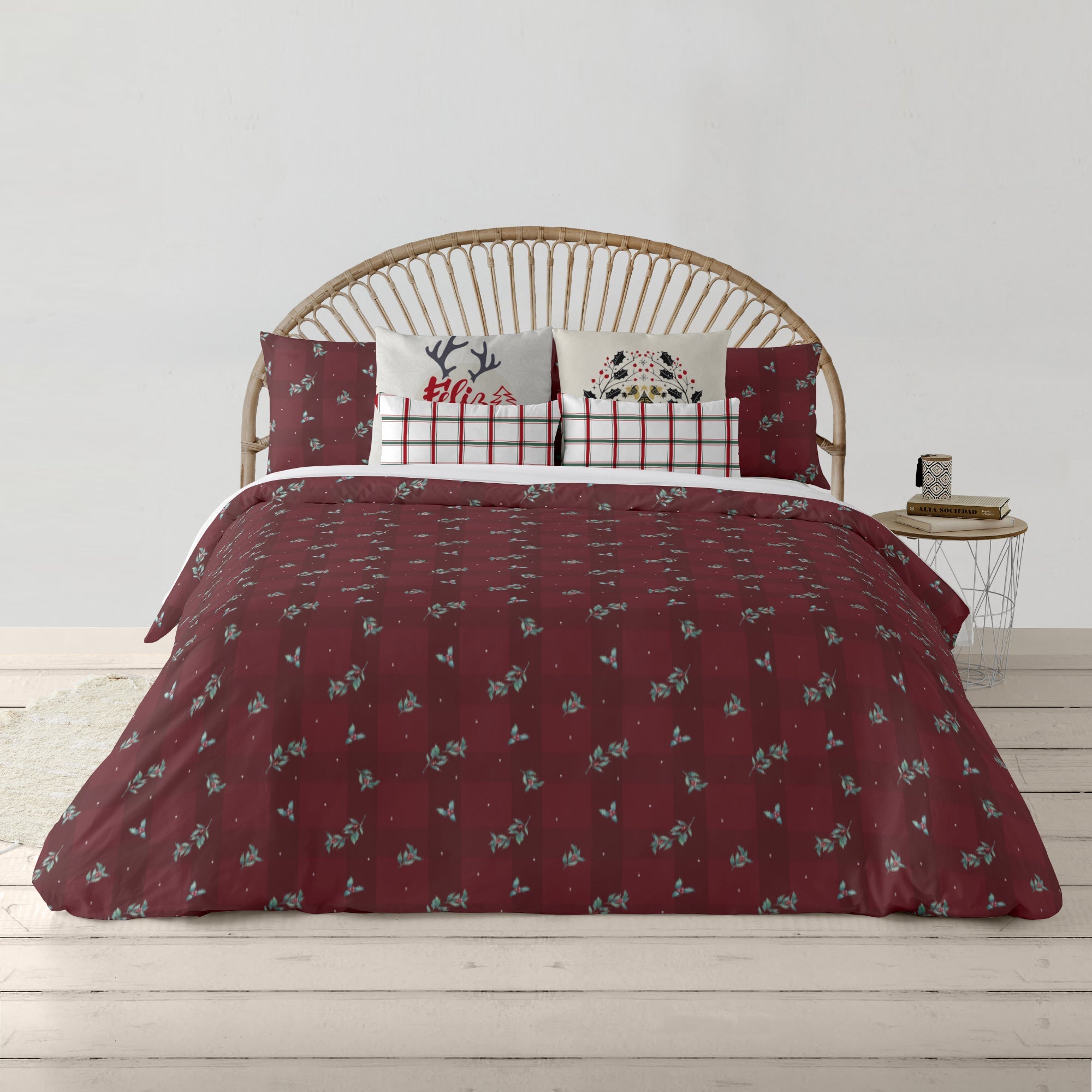 Reversible click duvet cover Velvet Red Christmas 1
