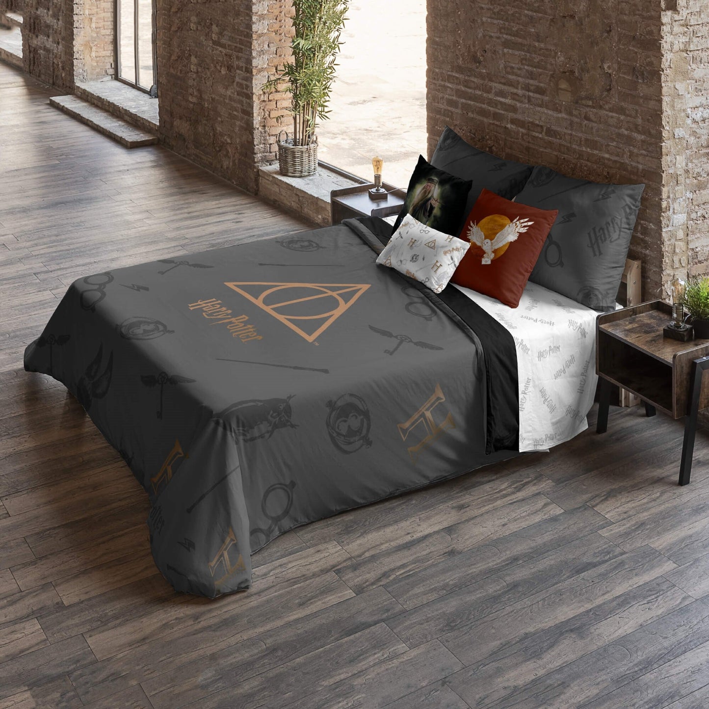 Funda nórdica Harry Potter microsatén Deathly Hallows