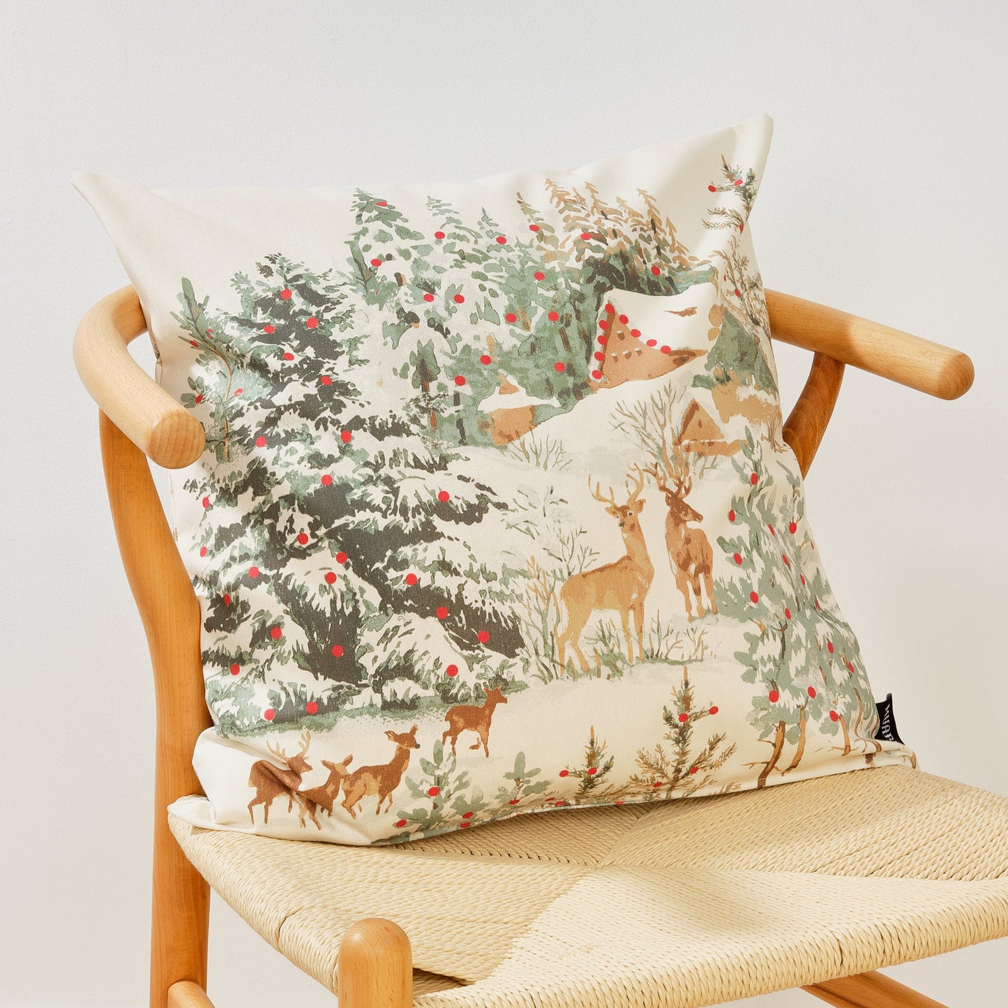 100% Cotton Christmas Deer Cushion Cover A 50x50 cm