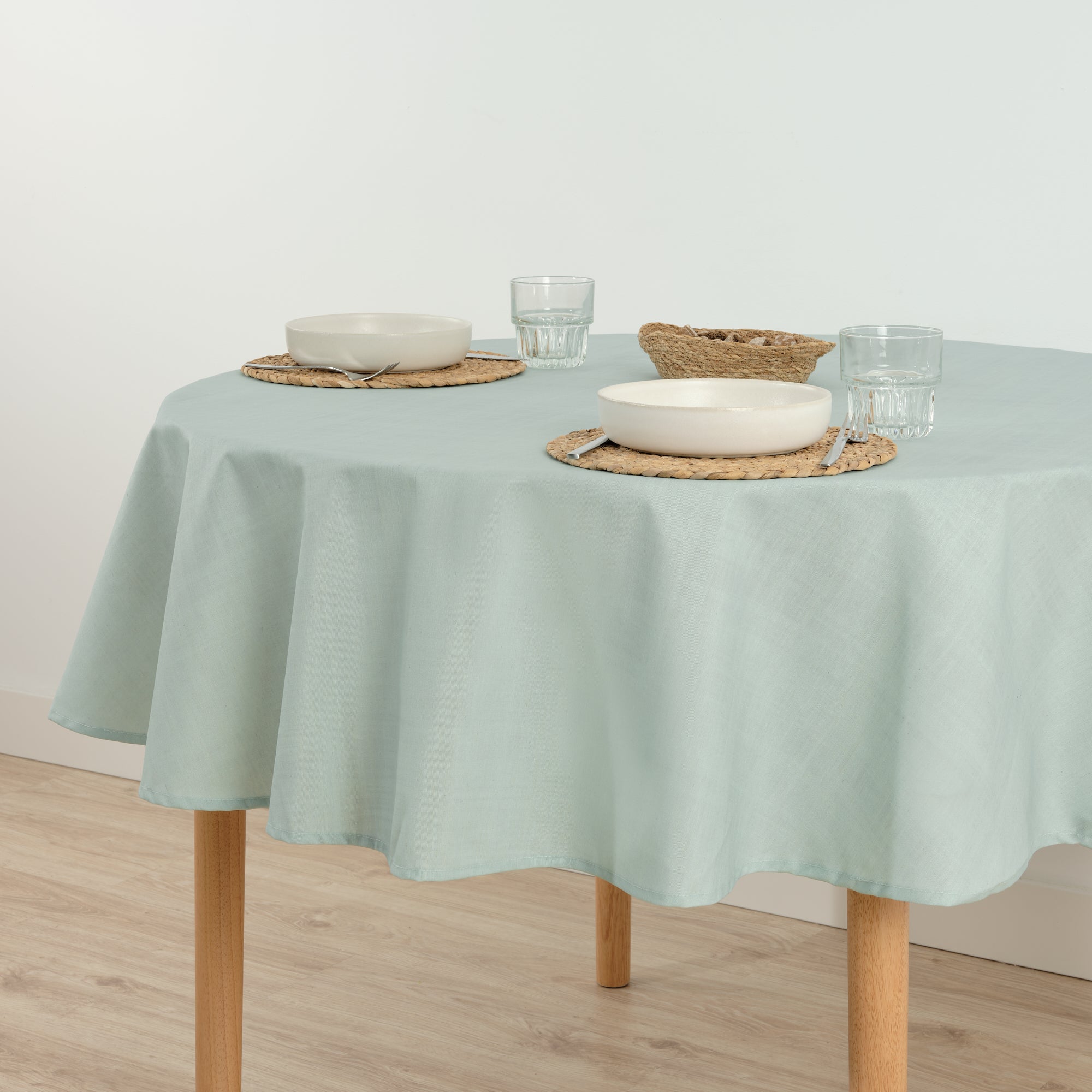 Round stain resistant tablecloth Summer Blue