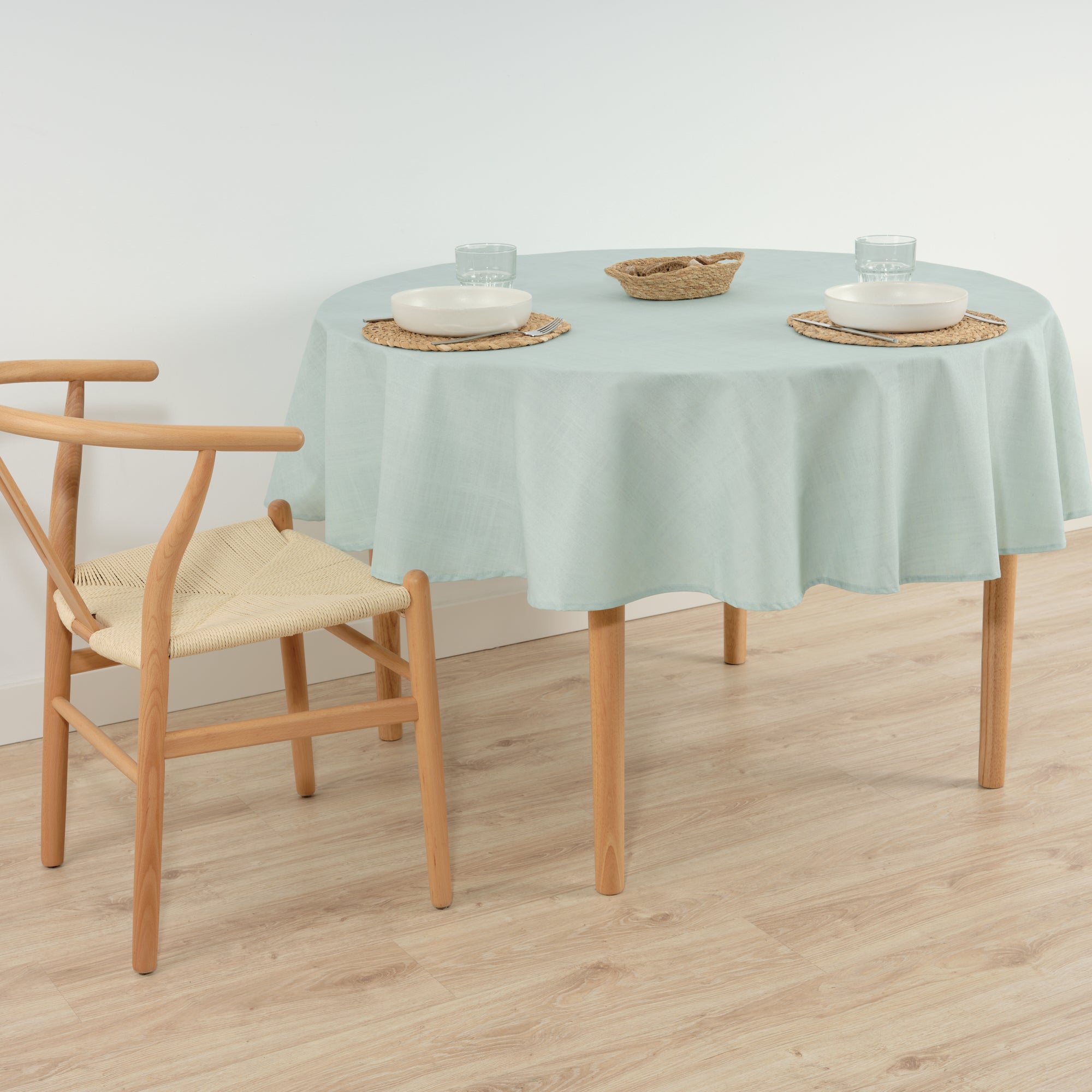 Round stain resistant tablecloth Summer Blue
