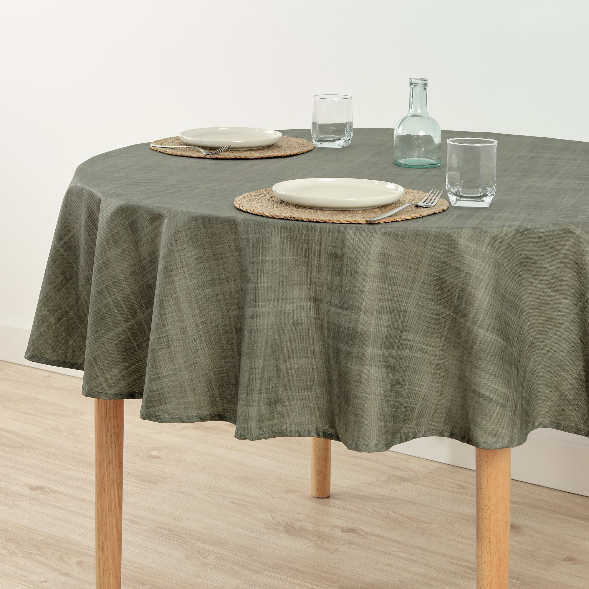 Desert Sage Stain-Resistant Round Tablecloth