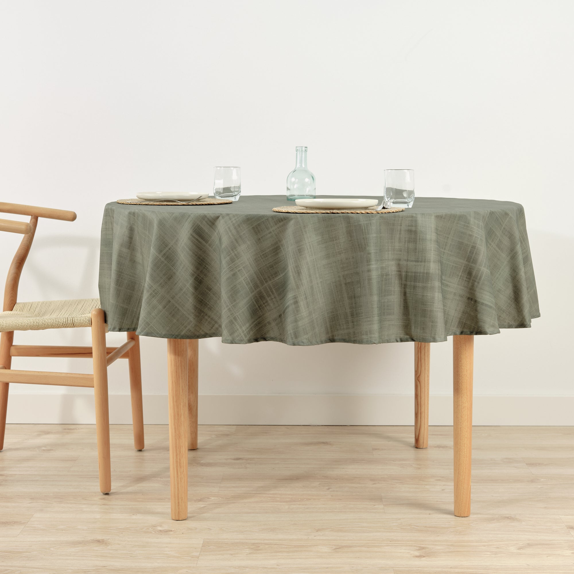 Desert Sage Stain-Resistant Round Tablecloth