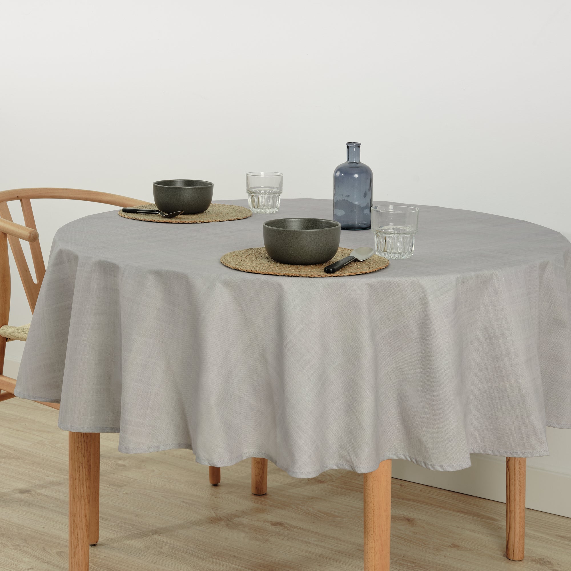 Round stain resistant tablecloth Medium Grey