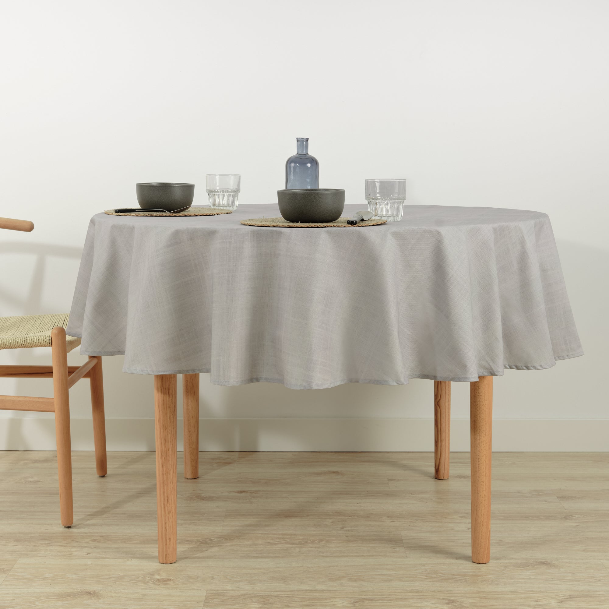 Round stain resistant tablecloth Medium Grey