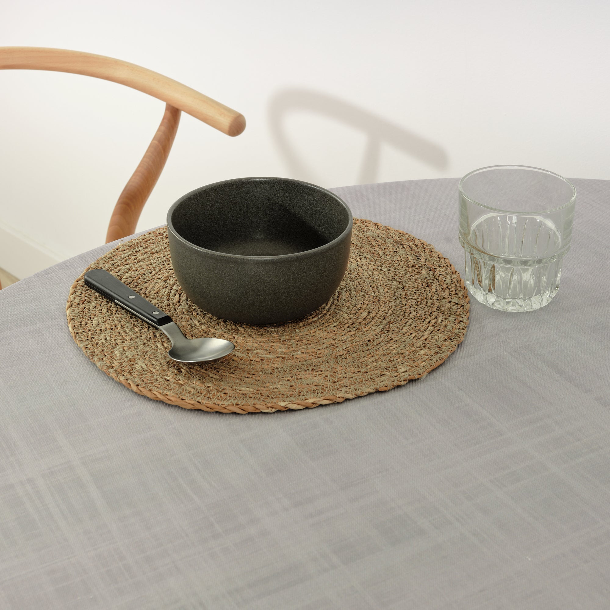 Round stain resistant tablecloth Medium Grey