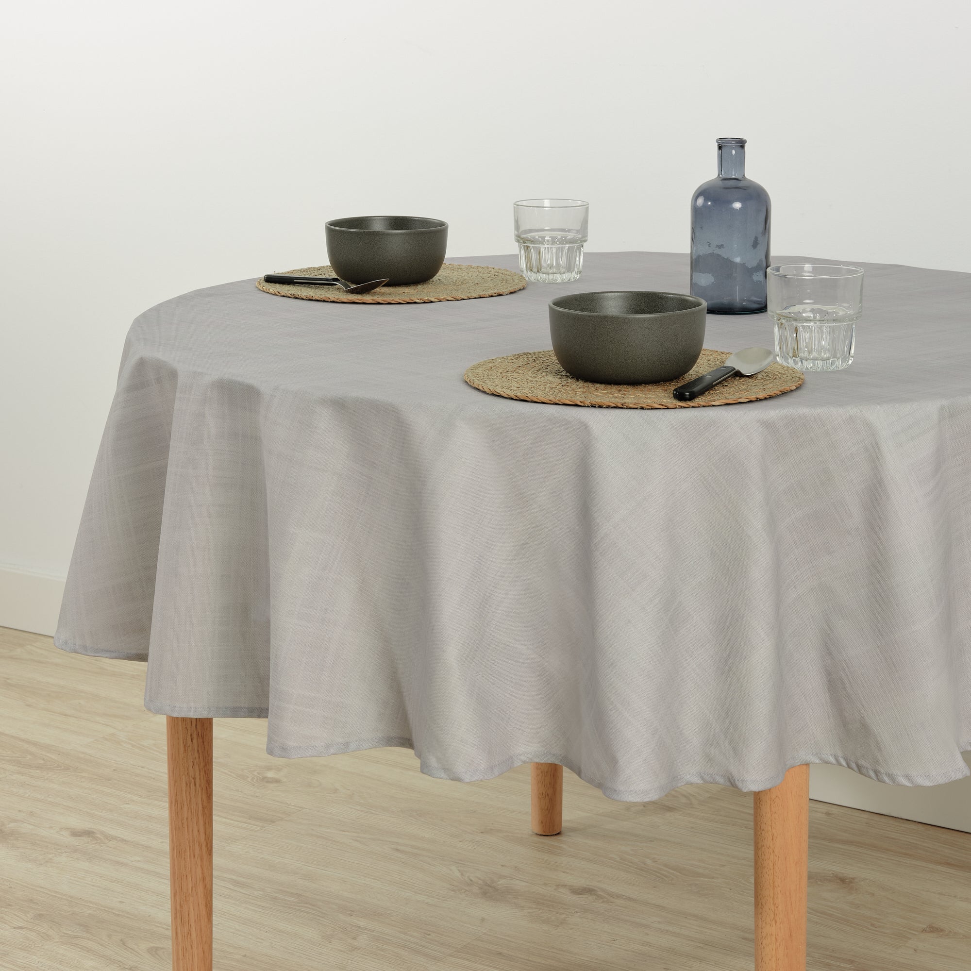 Round stain resistant tablecloth Medium Grey