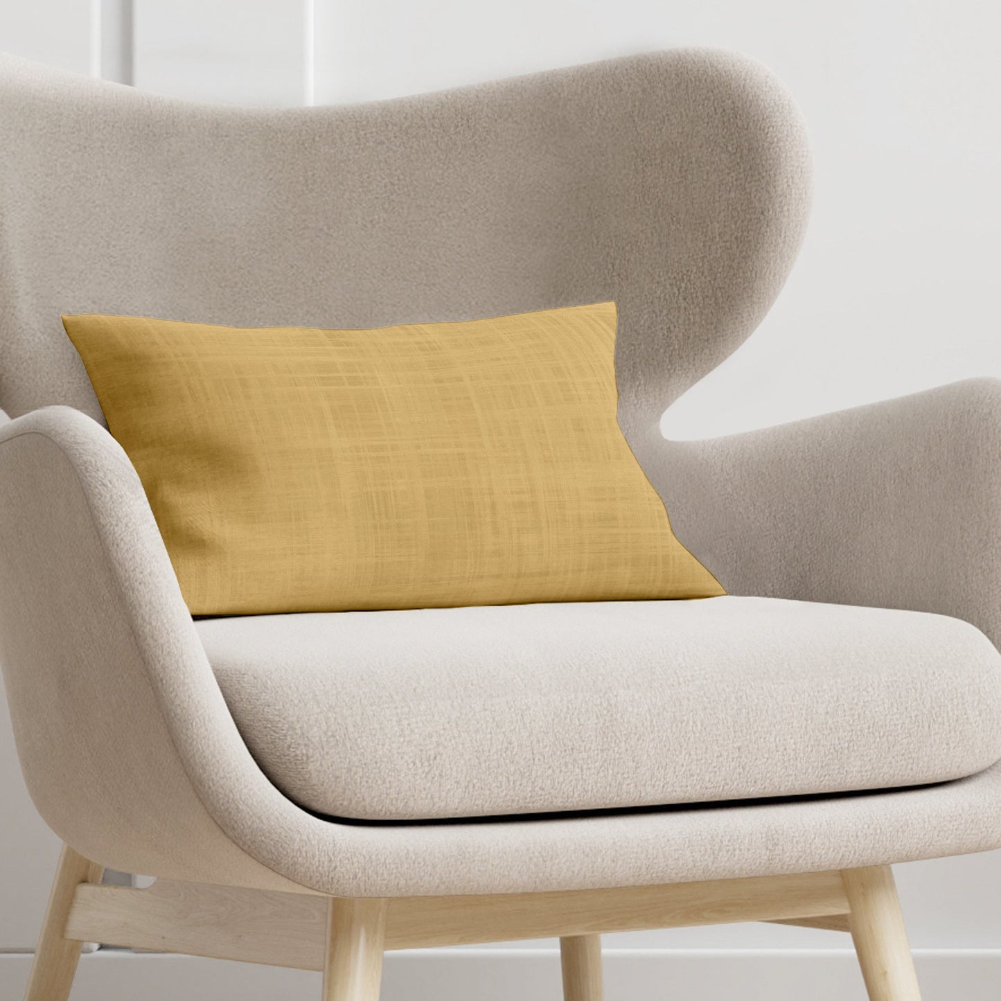 Housse de coussin moutarde 100% coton 30x50 cm
