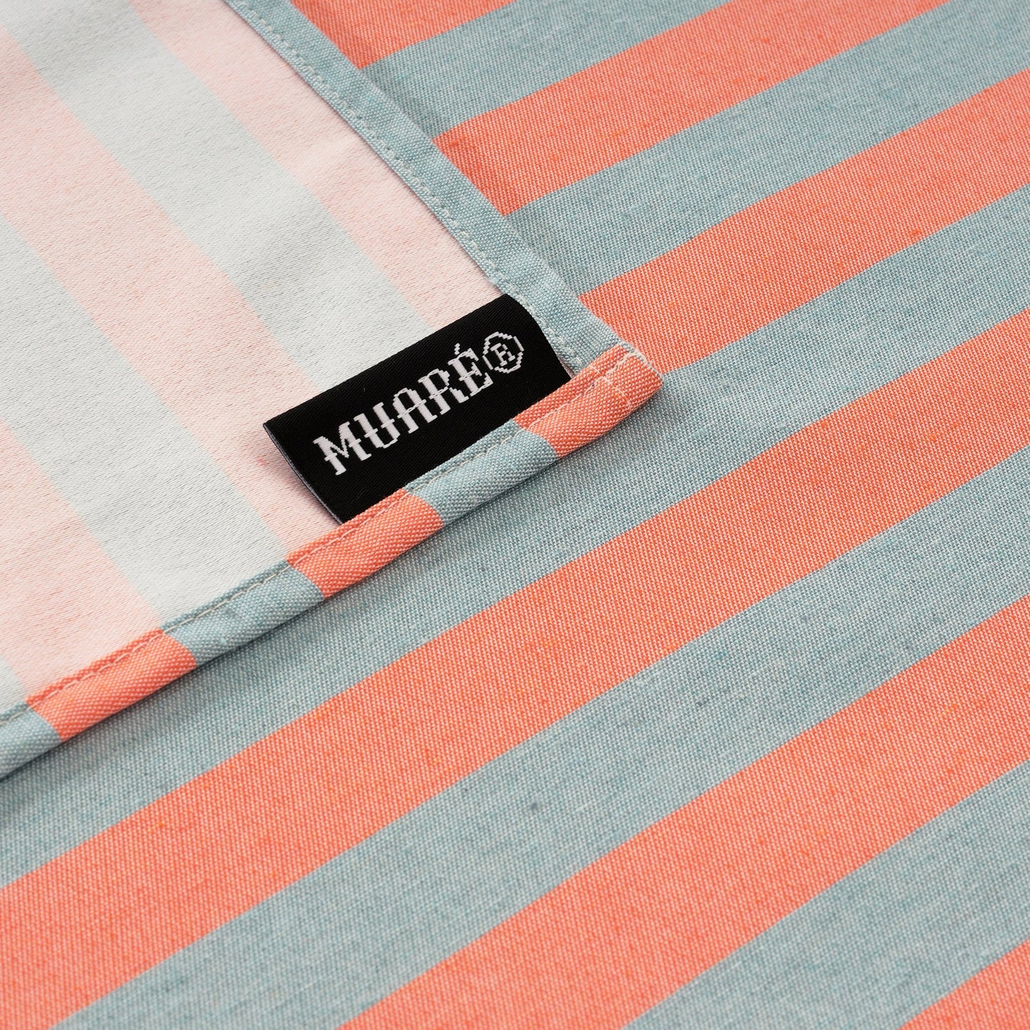Mantel de tela jacquard Maglia Raya Naranja y Agua