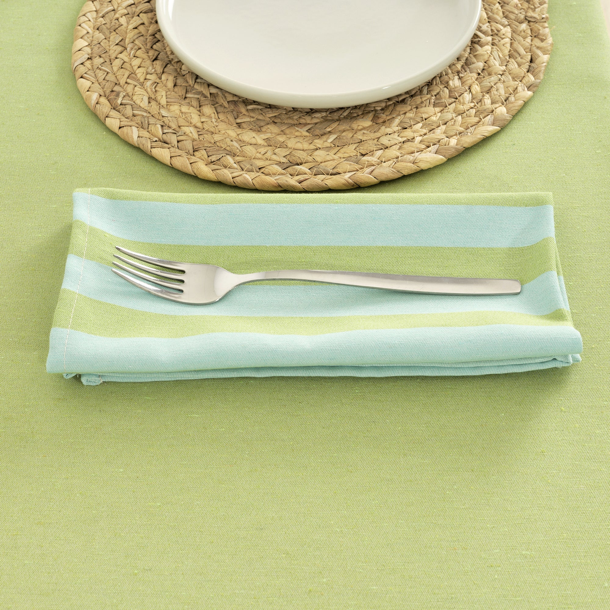 Lot de 2 serviettes Maglia Stripe Pistache et Turquoise 45x45 cm