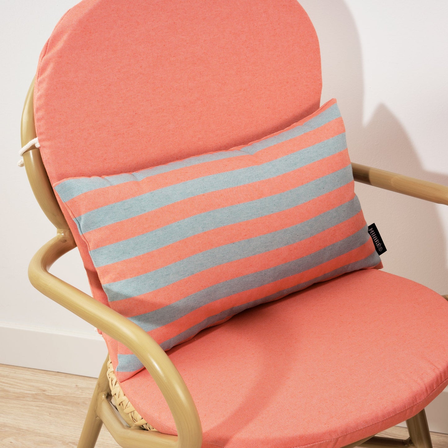 Housse de coussin Maglia Stripe Orange et Aqua 30x50 cm