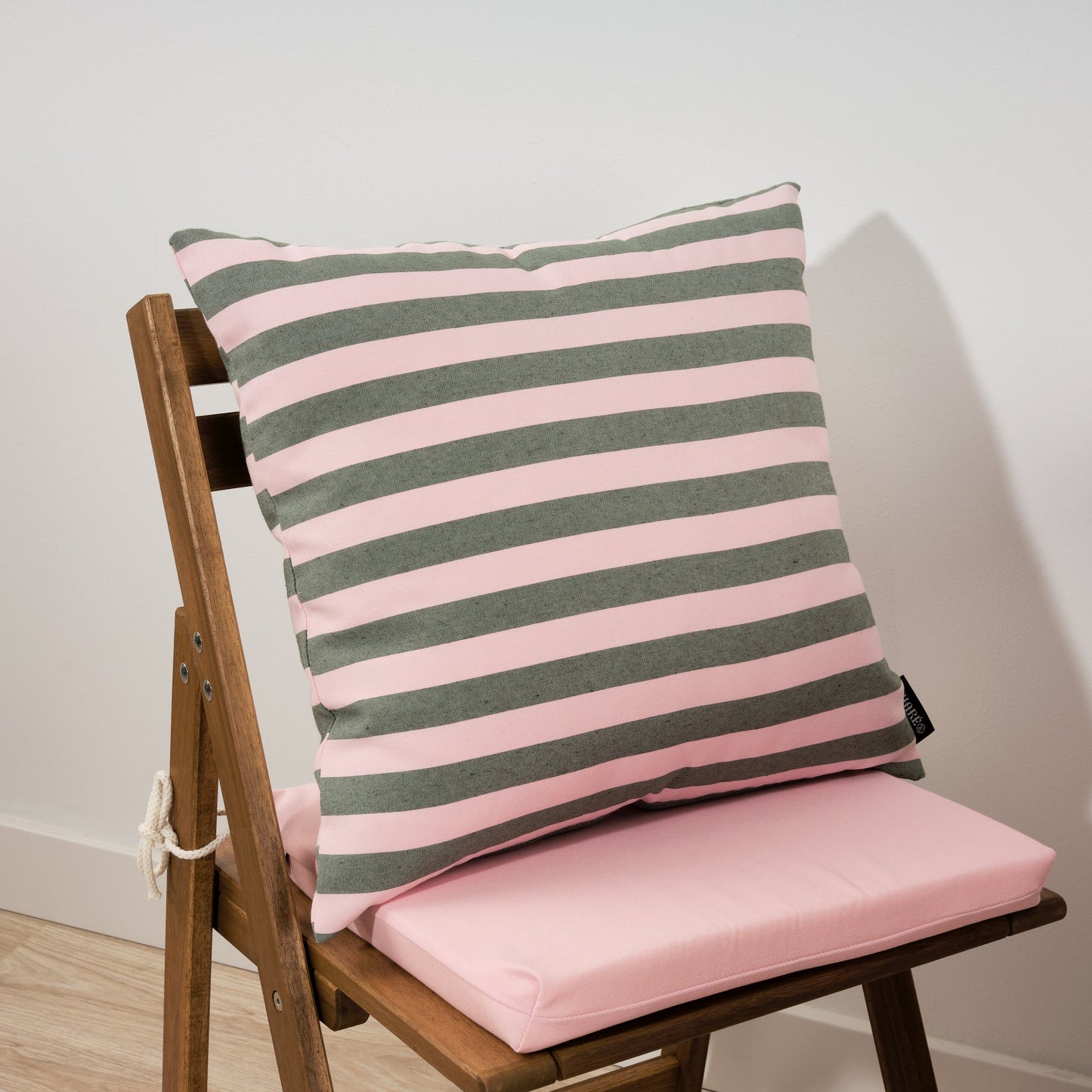 Funda de cojín Maglia Raya Rosa y Musgo 50x50 cm