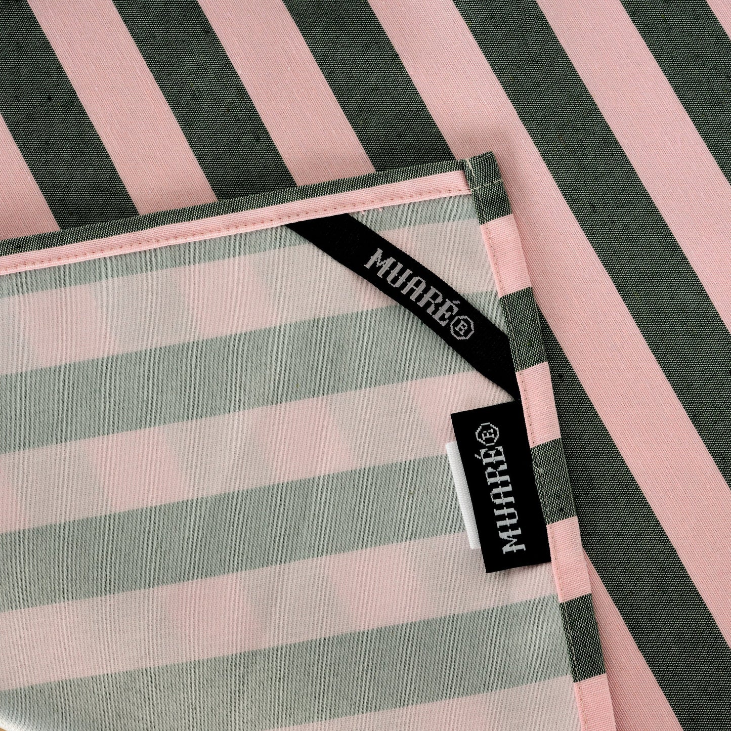 Paño de cocina Maglia Raya Rosa y Musgo 45x70 cm