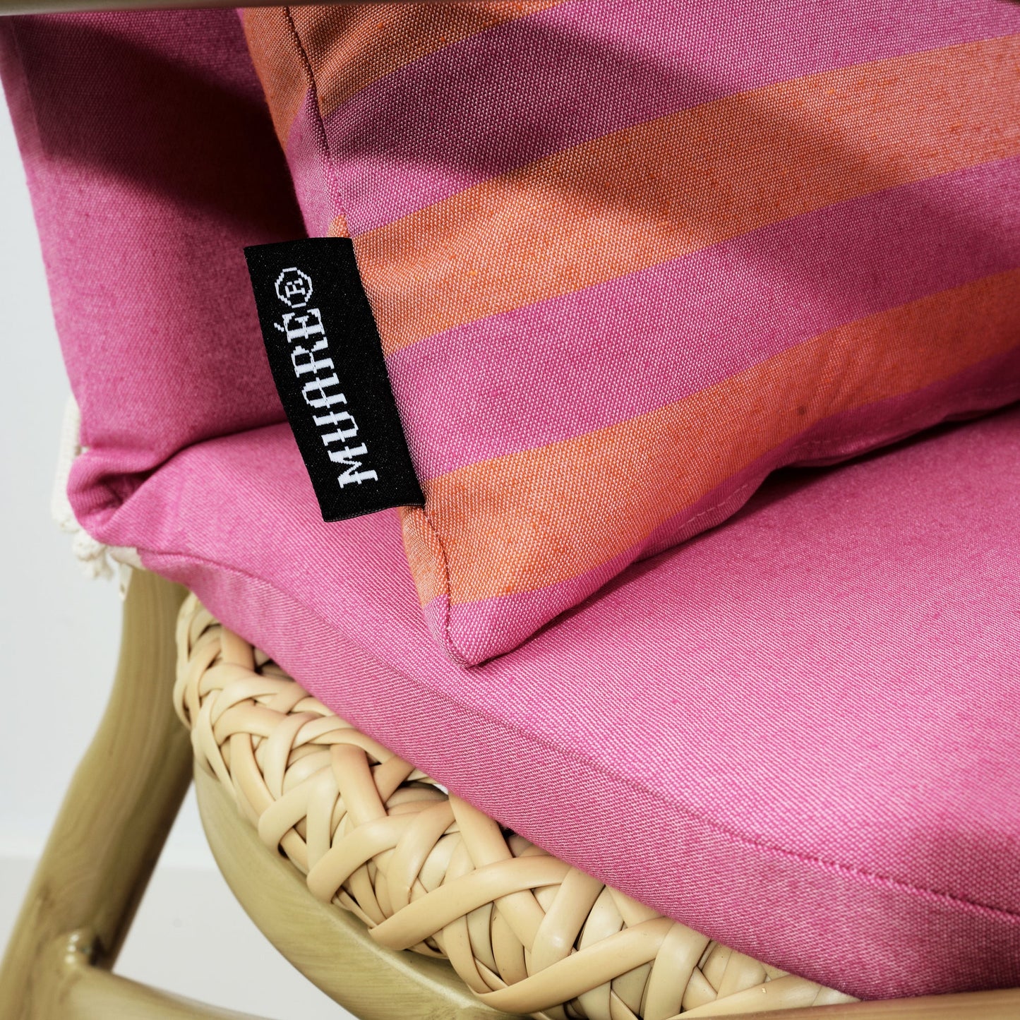 Funda de cojín Maglia Raya Fucsia y Naranja 30x50 cm