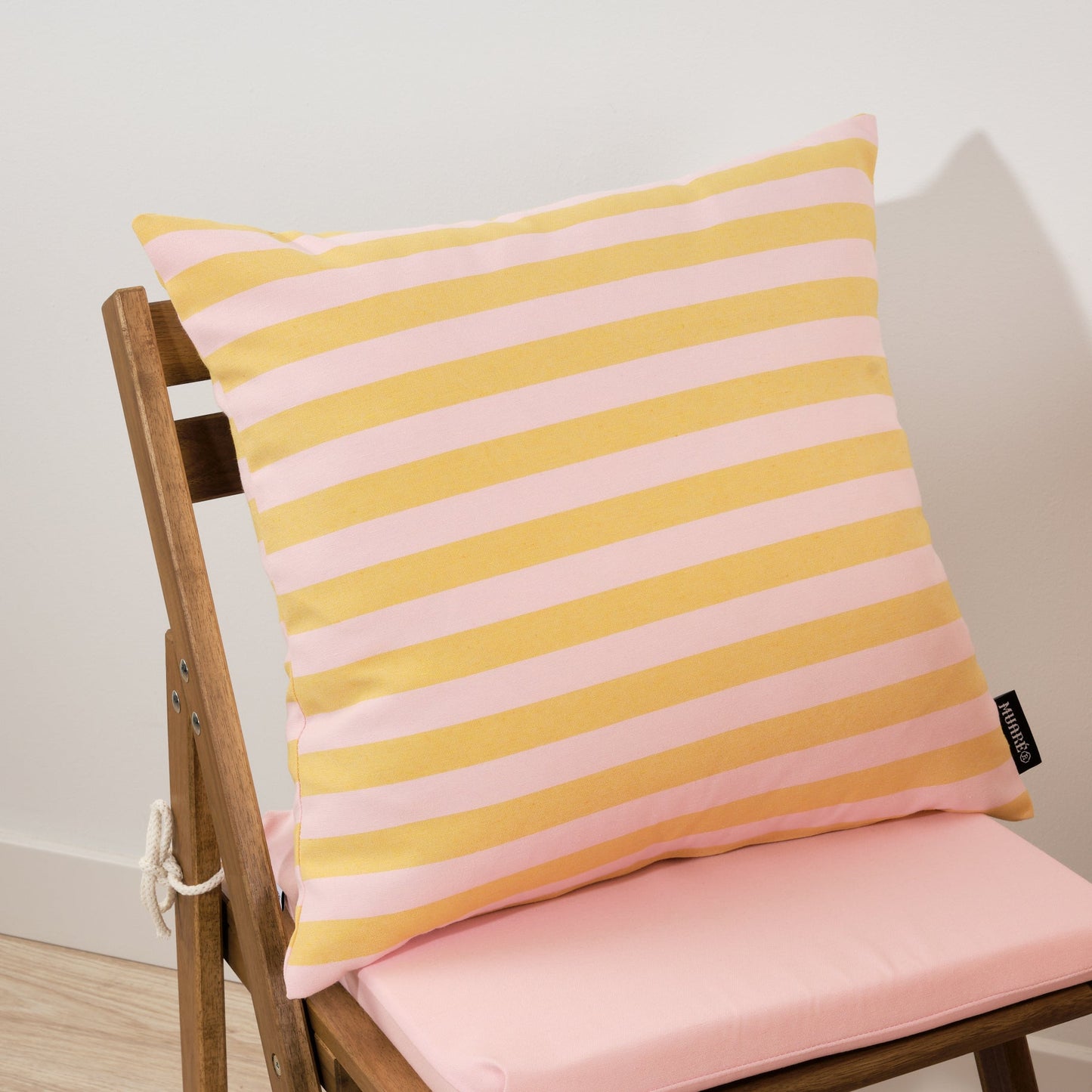 Funda de cojín Maglia Raya Rosa y Yema 50x50 cm