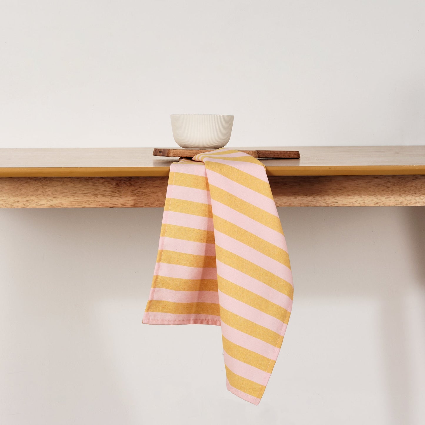 Paño de cocina Maglia Raya Rosa y Yema 45x70 cm