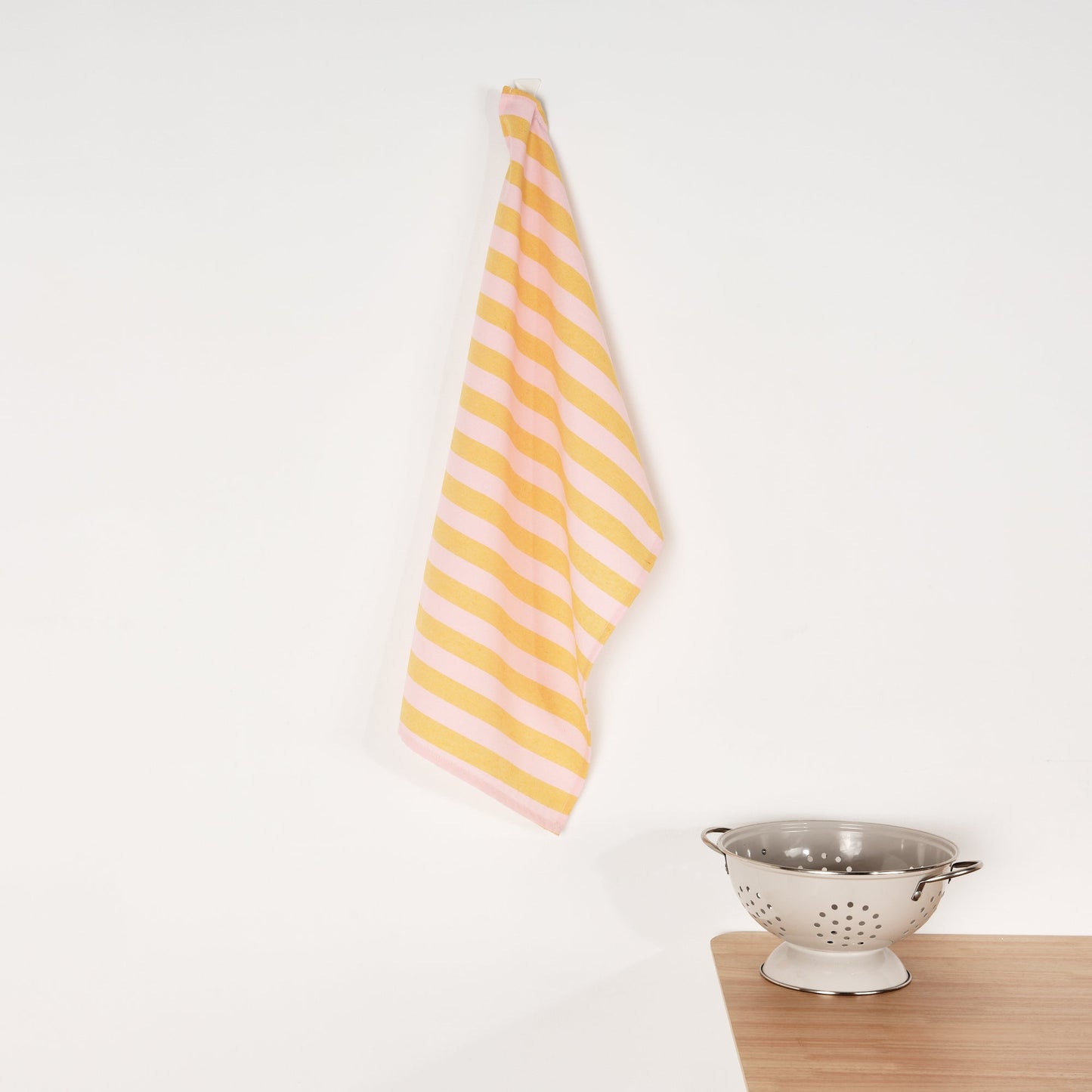 Paño de cocina Maglia Raya Rosa y Yema 45x70 cm
