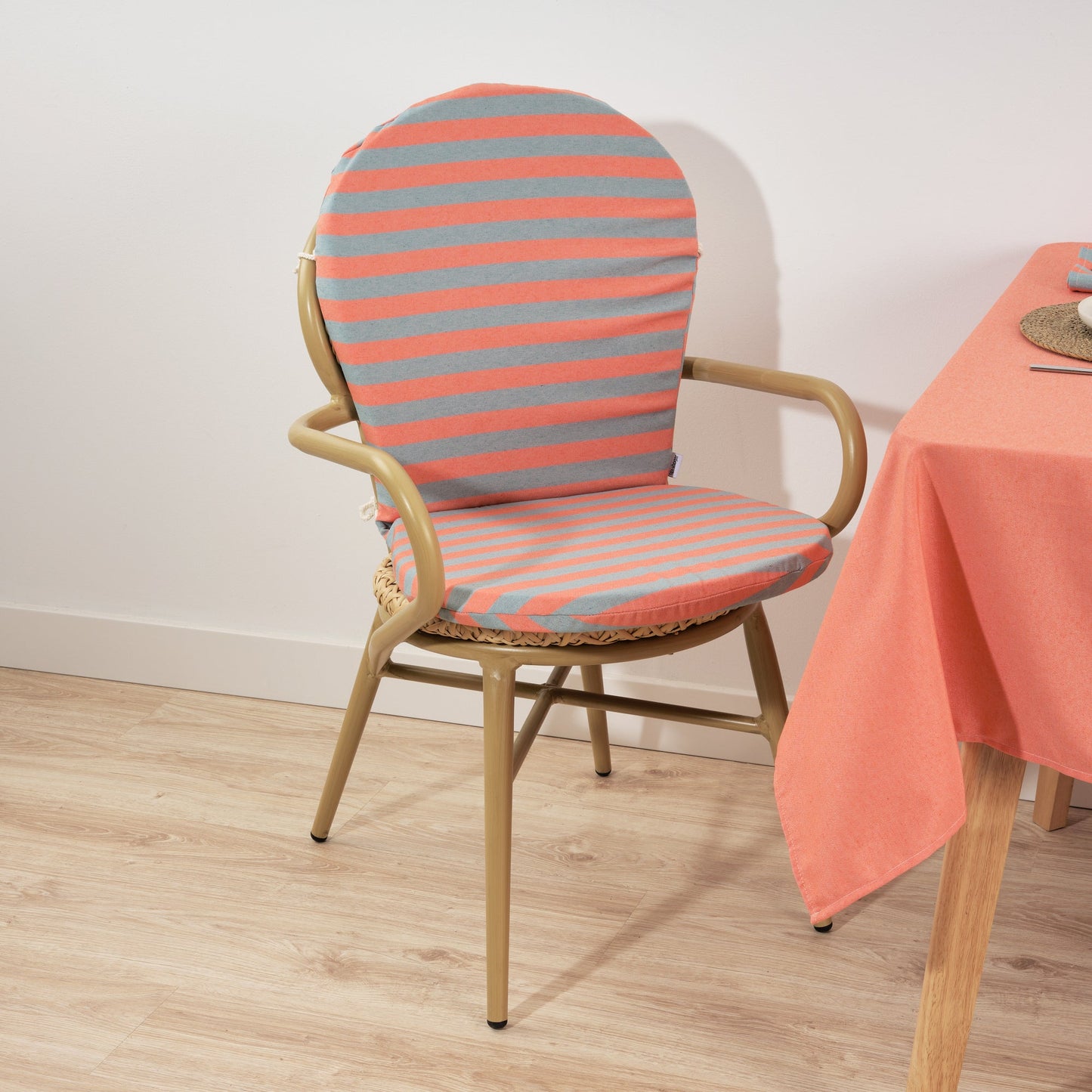 Cojín para silla de exterior Maglia Raya Naranja y Agua 48x90 cm