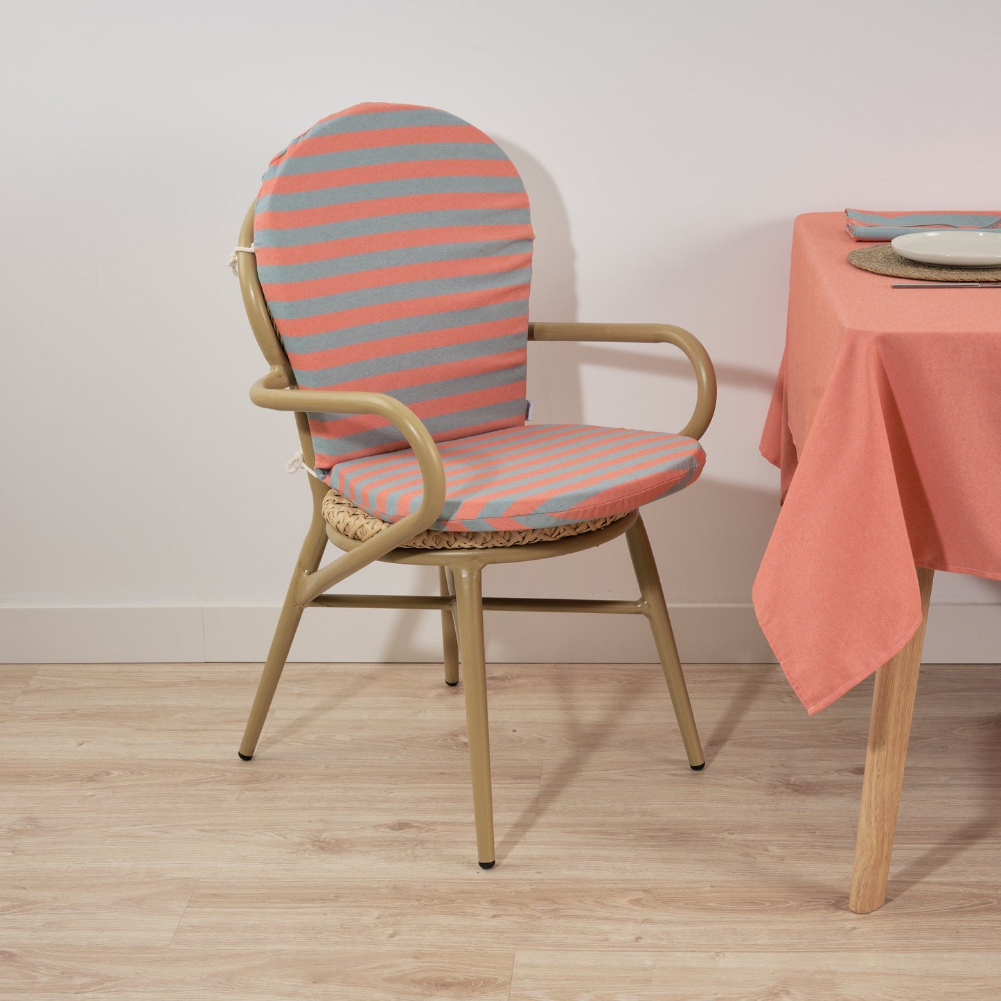 Cojín para silla de exterior Maglia Raya Naranja y Agua 48x90 cm
