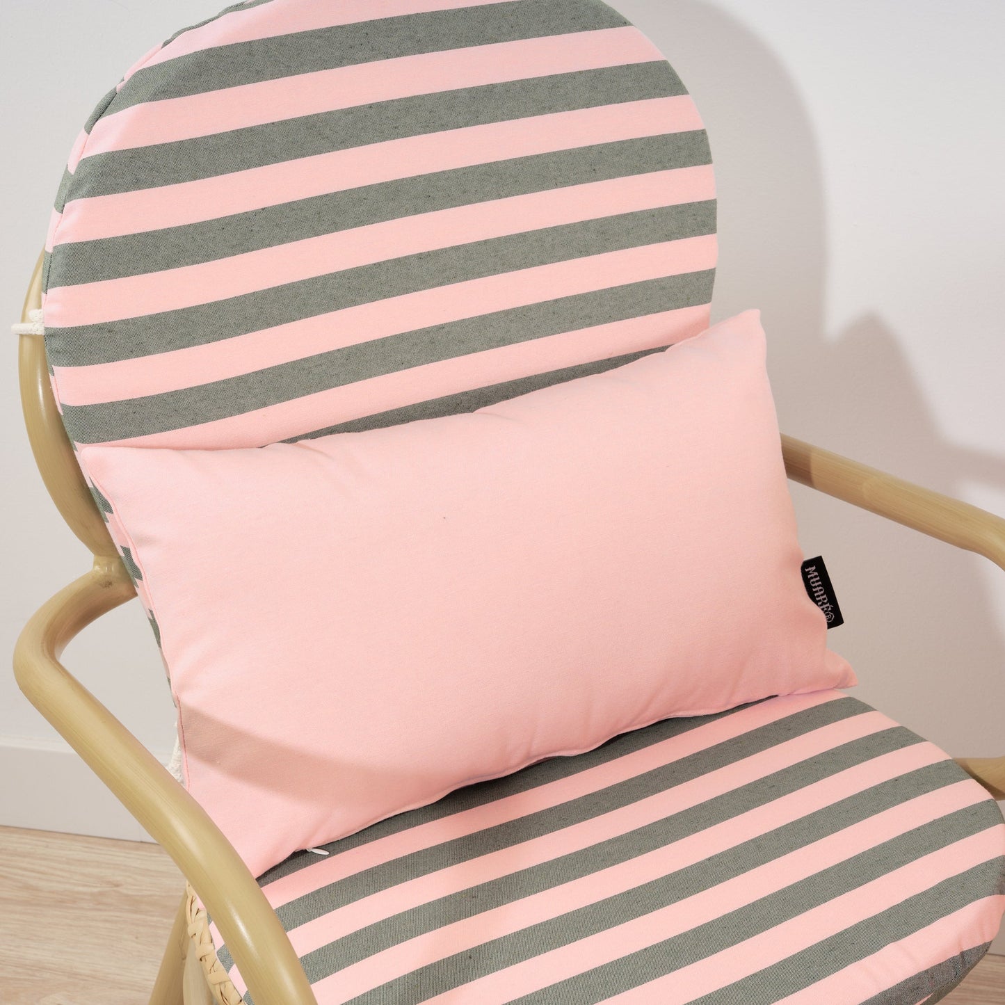 Cojín para silla de exterior Maglia Raya Rosa y Musgo 48x90 cm
