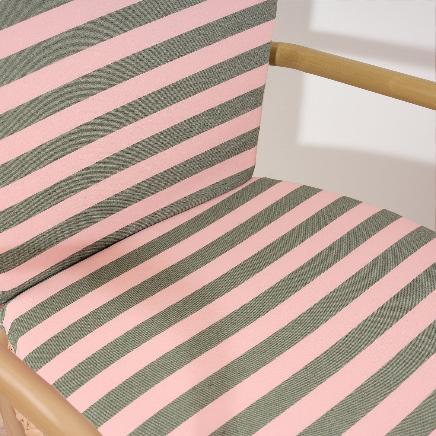 Cojín para silla de exterior Maglia Raya Rosa y Musgo 48x90 cm