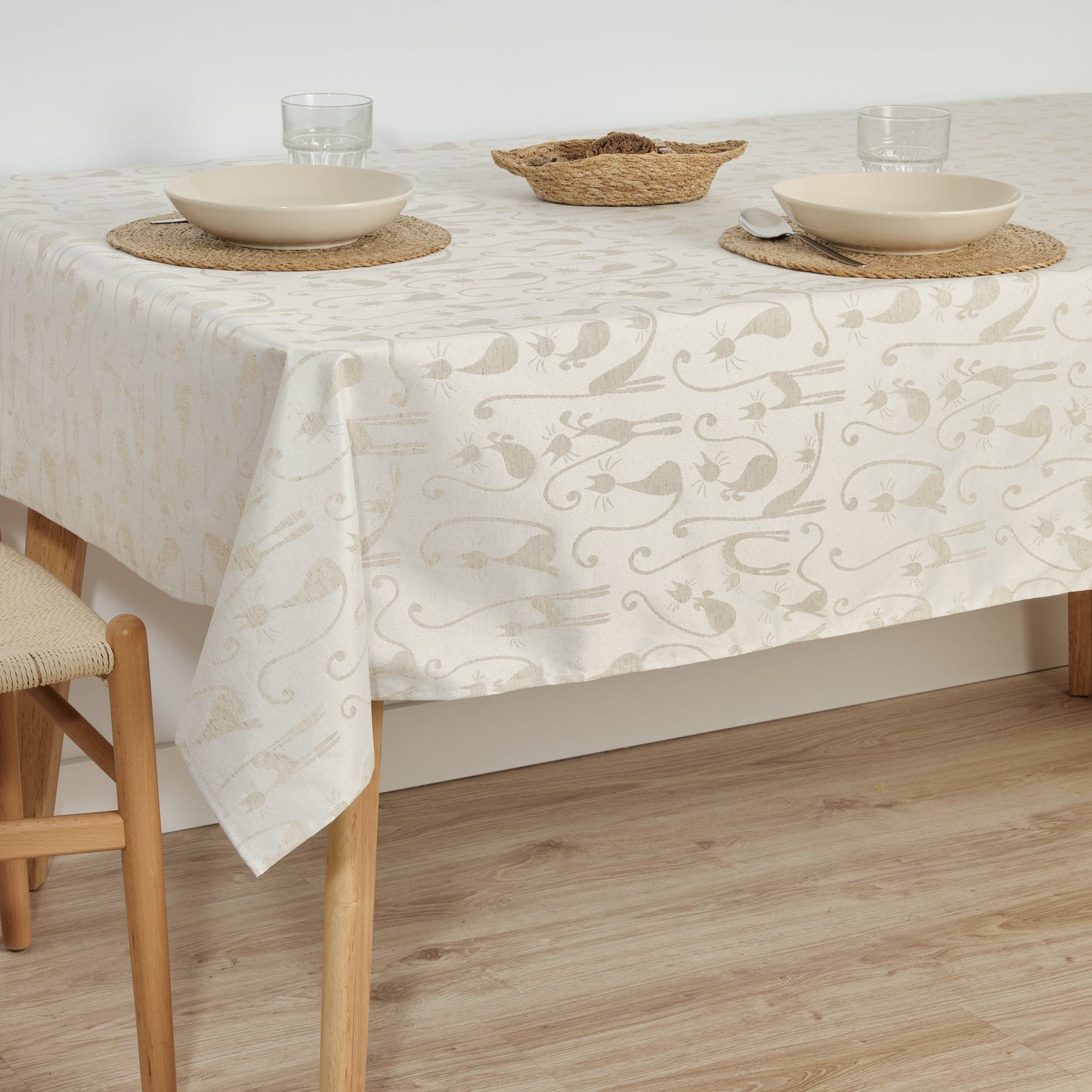 Mantel antimanchas jacquard Acacia 2342 Lino