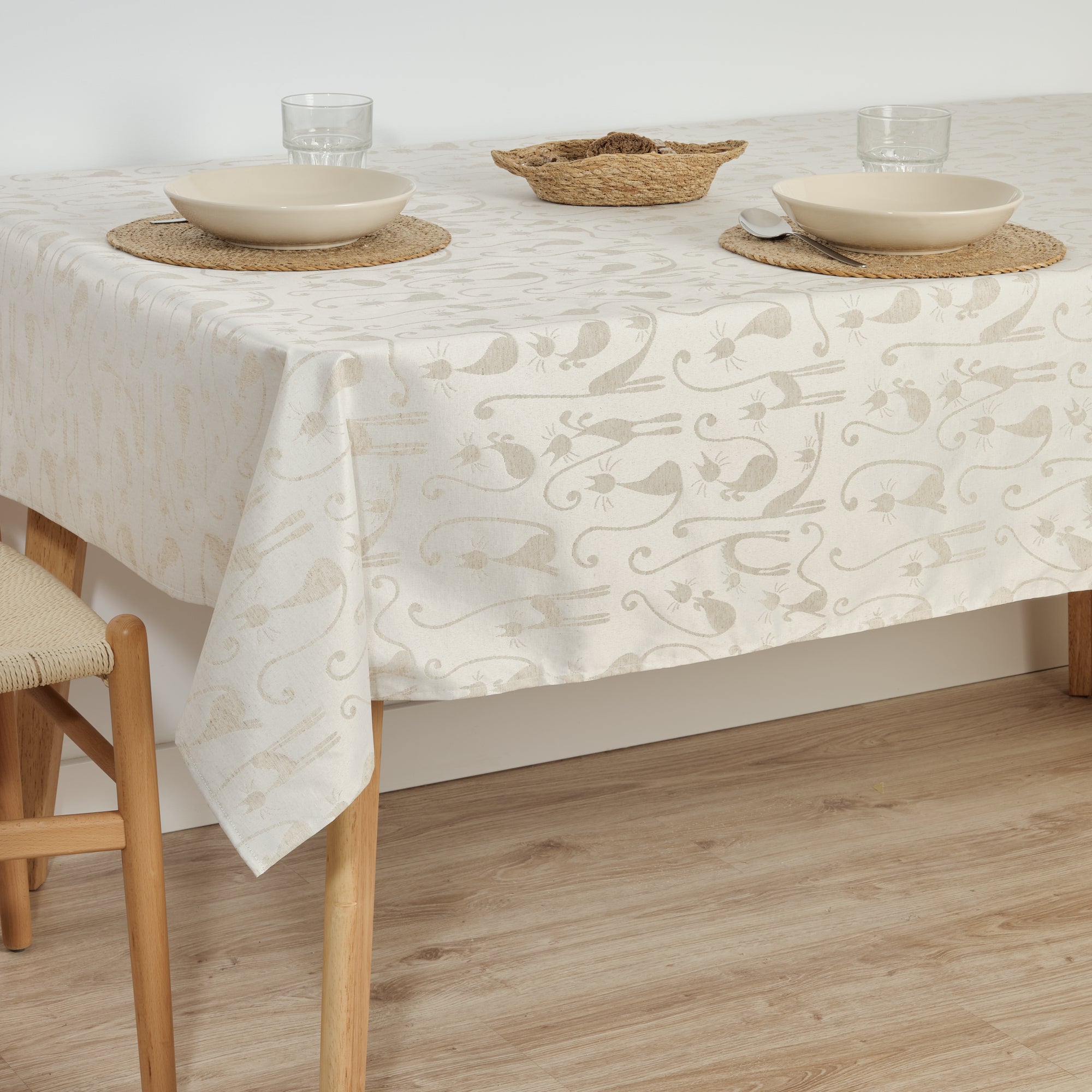 Acacia 2342 Linen jacquard stain-resistant tablecloth