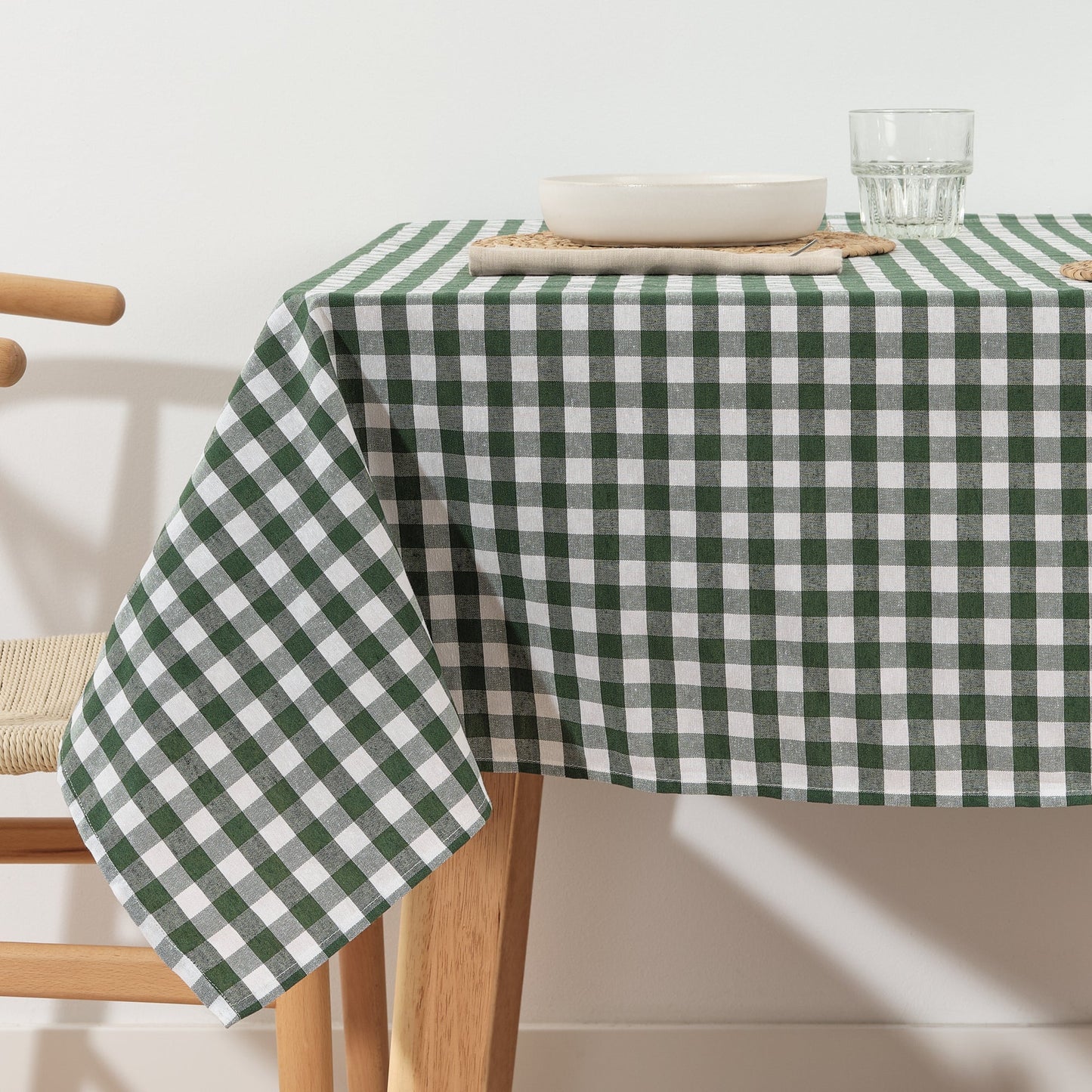 Mantel Vichy impermeable antimanchas Verde tacto tela