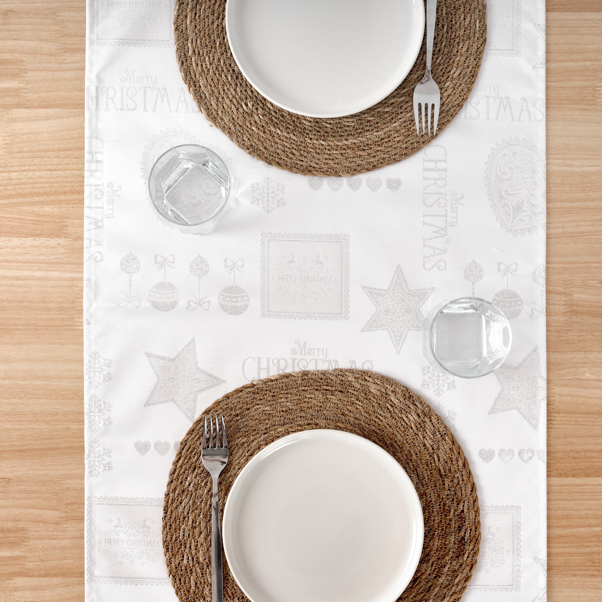 Chemin de table jacquard fil argent PSC4732A 45x140 cm