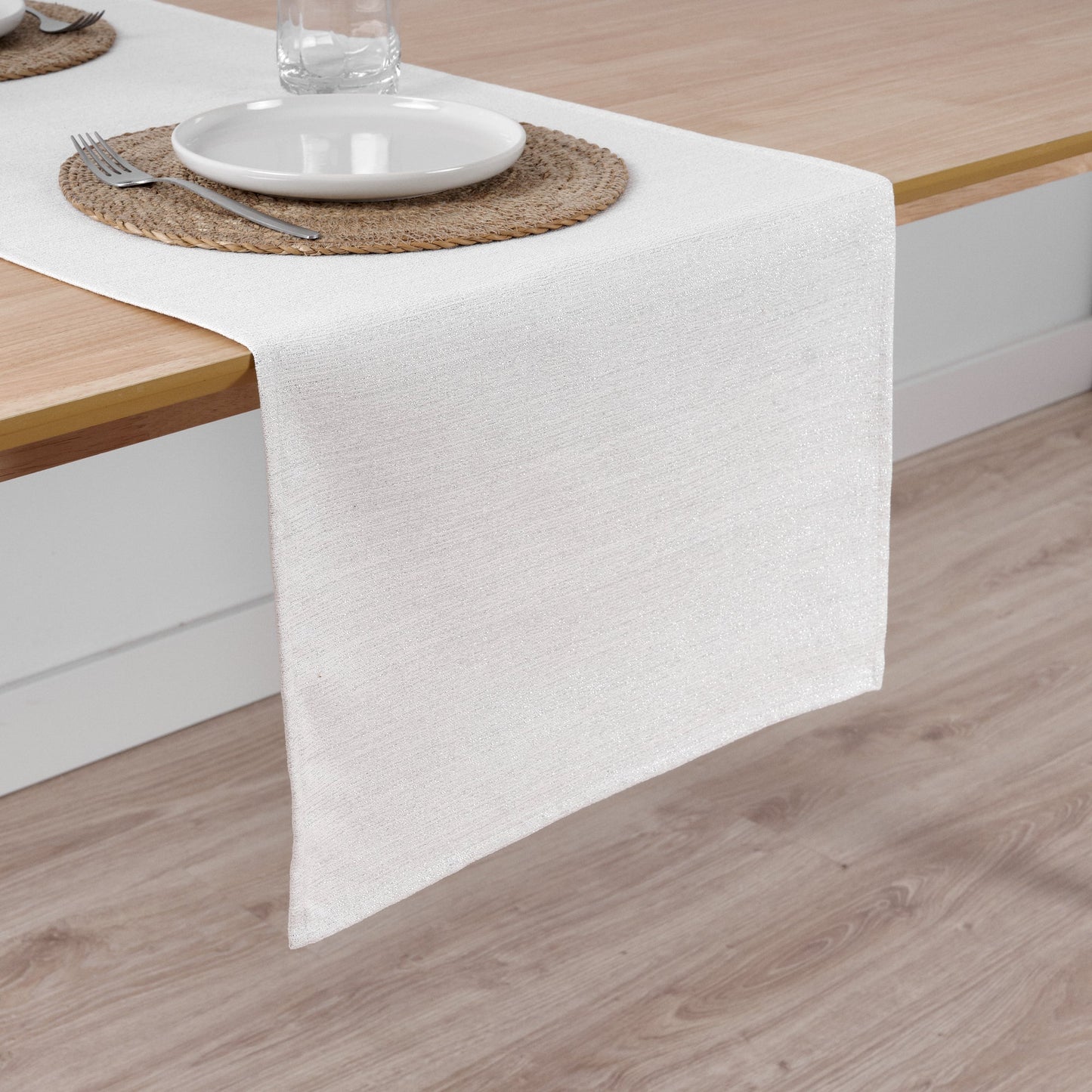 Chemin de table jacquard fil argent R17948 45x140 cm