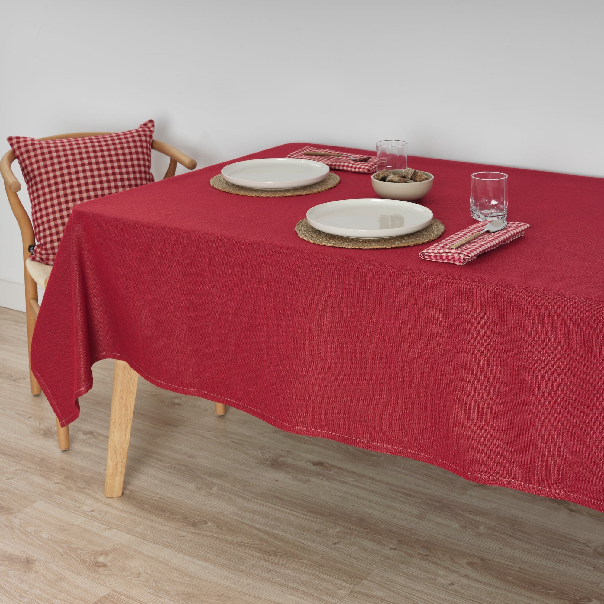 Nappe antitache premium jacquard lisse rouge