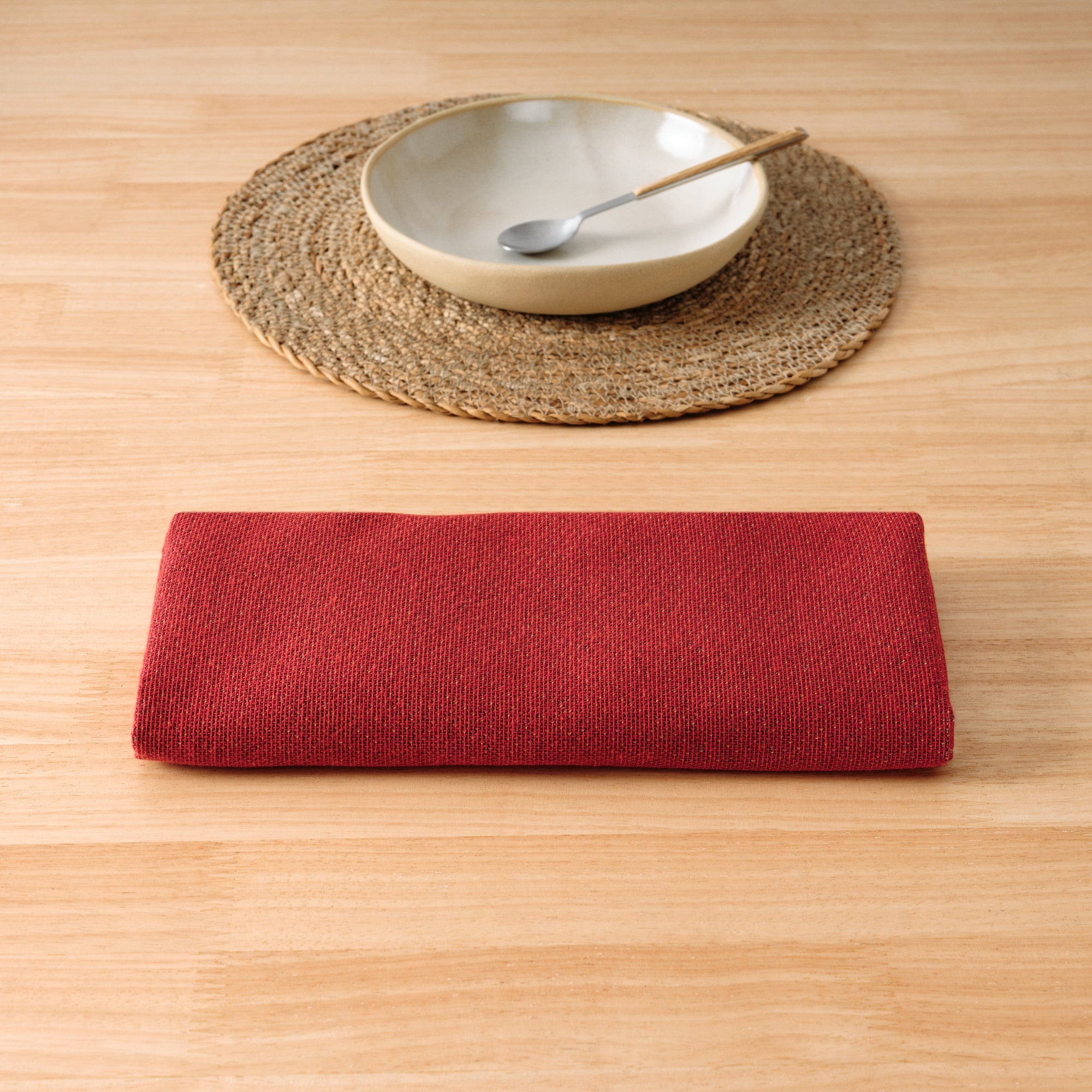 Pack de 2 unités de serviette jacquard uni rouge 45x45 cm