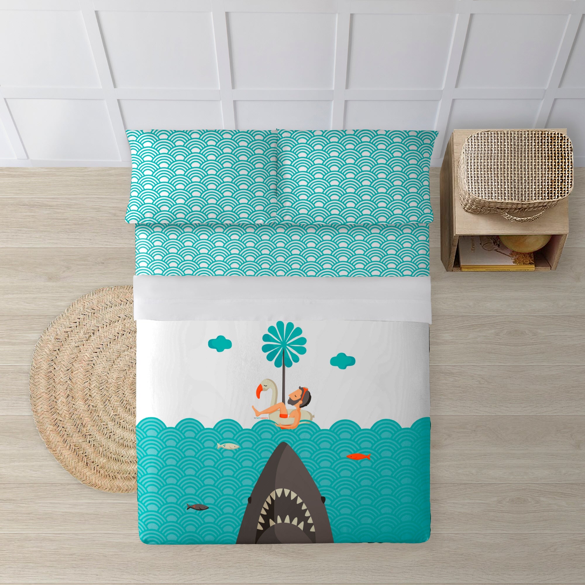 100% Cotton Sheet Set Shark Boy
