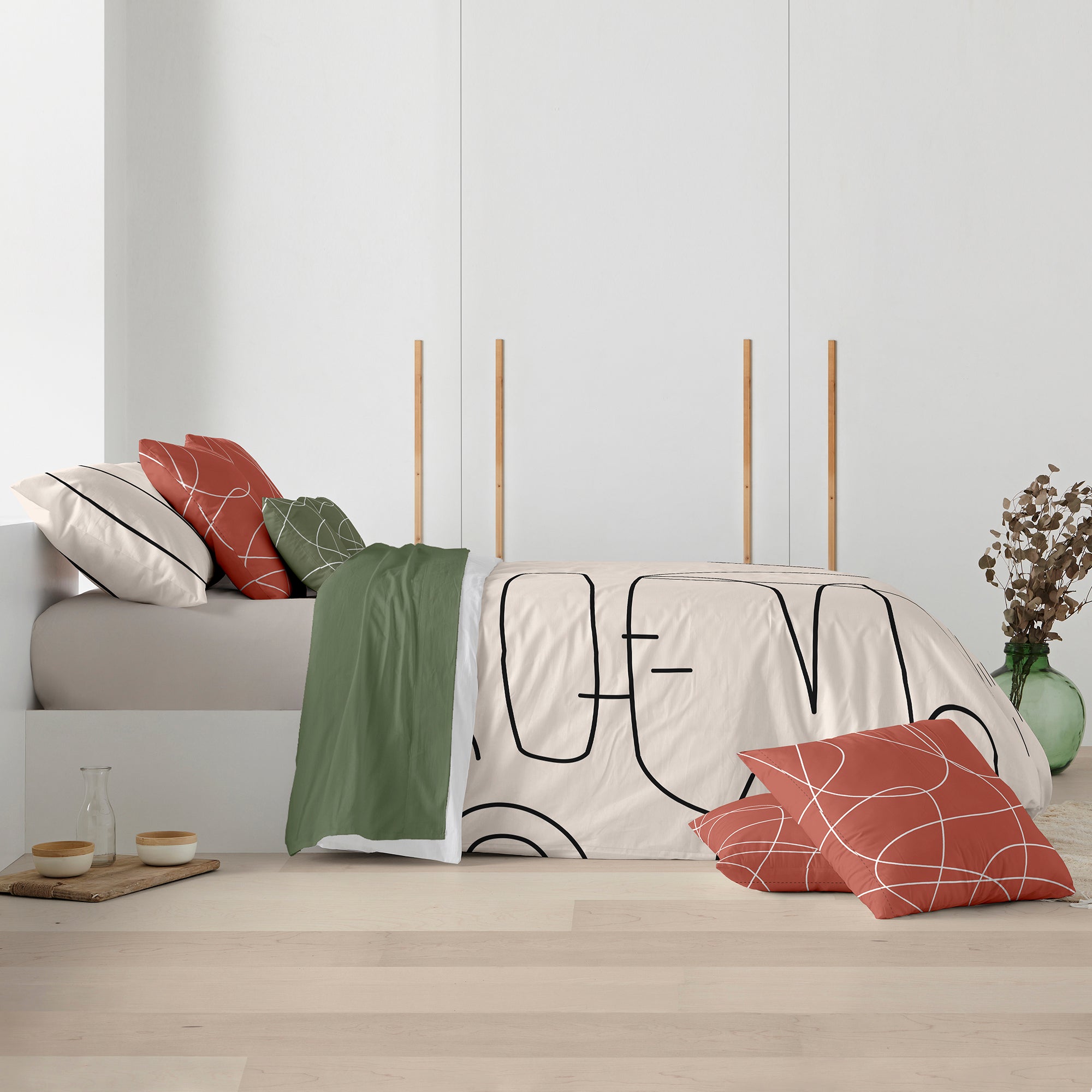 Duvet cover with bottle neck 100% cotton Burgundy