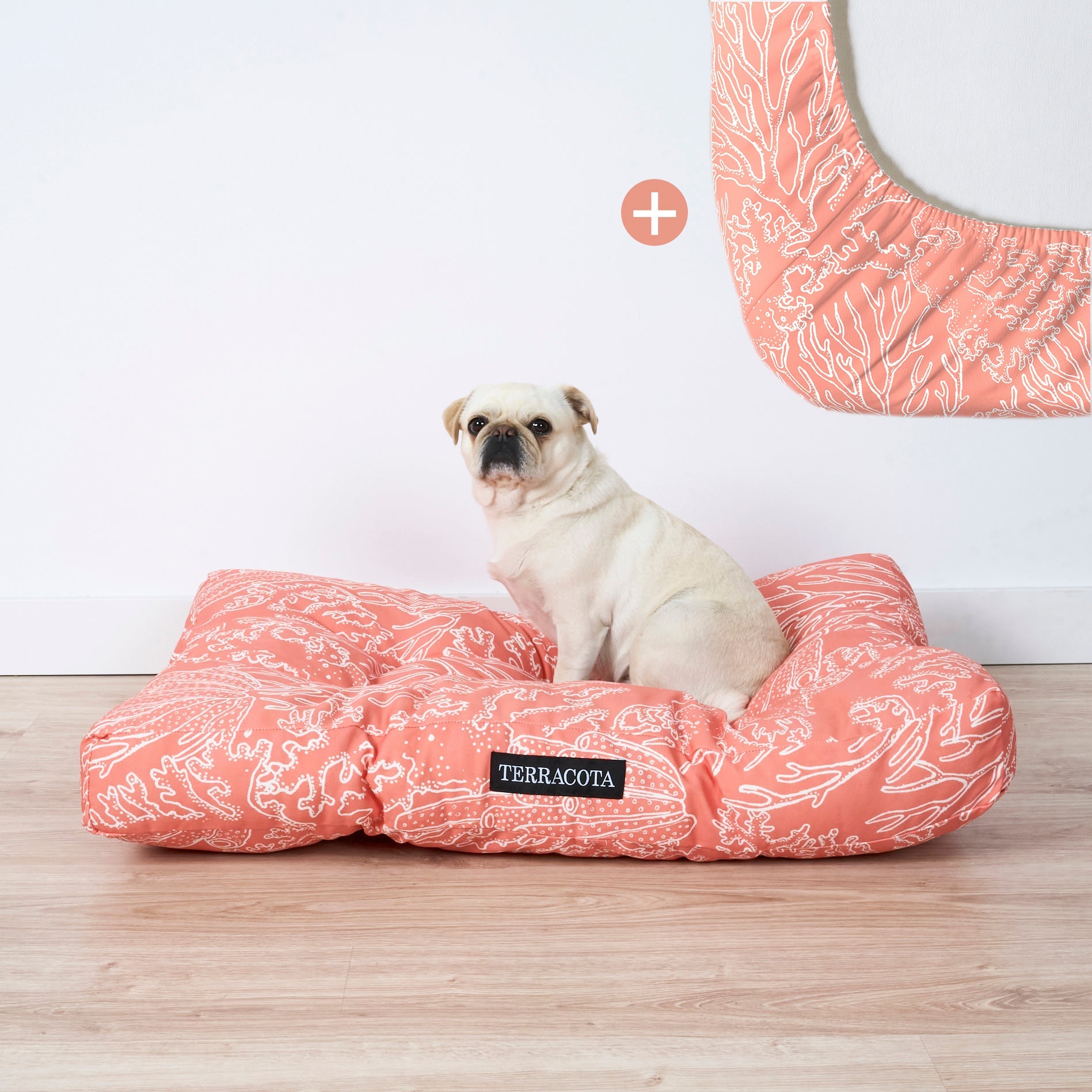 Pack cama para mascota + Protector antimanchas ESTARIT CORAL